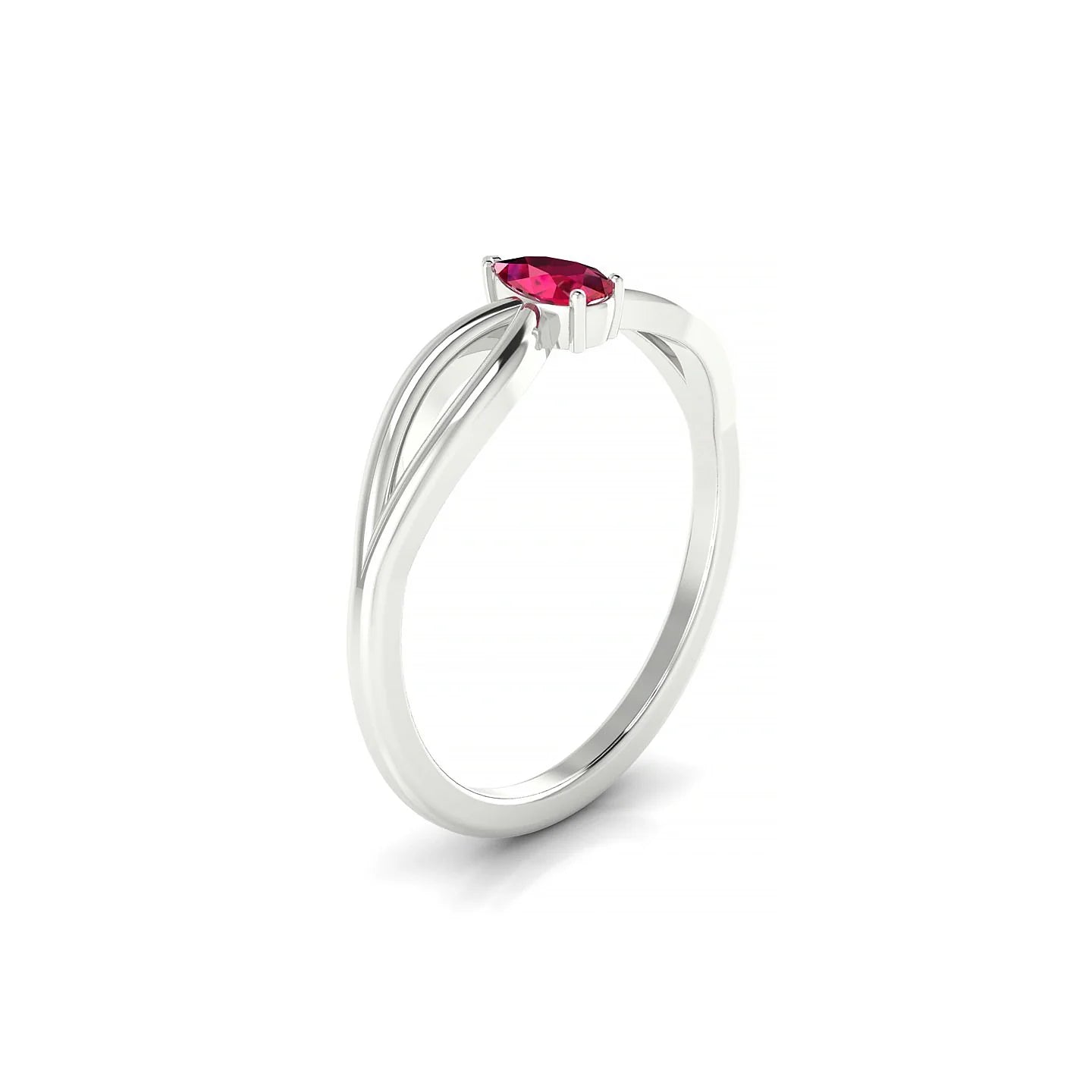 Interlude | 18k White Gold 5 x 3 mm Pear Ruby Ring