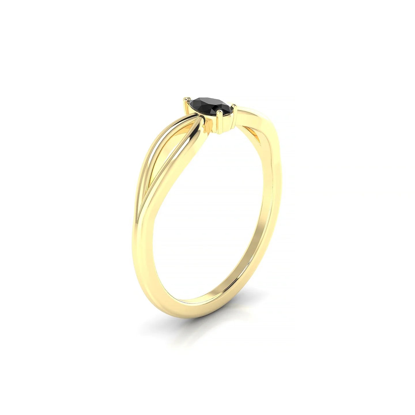 Interlude | 18k Yellow Gold 5 x 3 mm Pear Black Diamond Ring