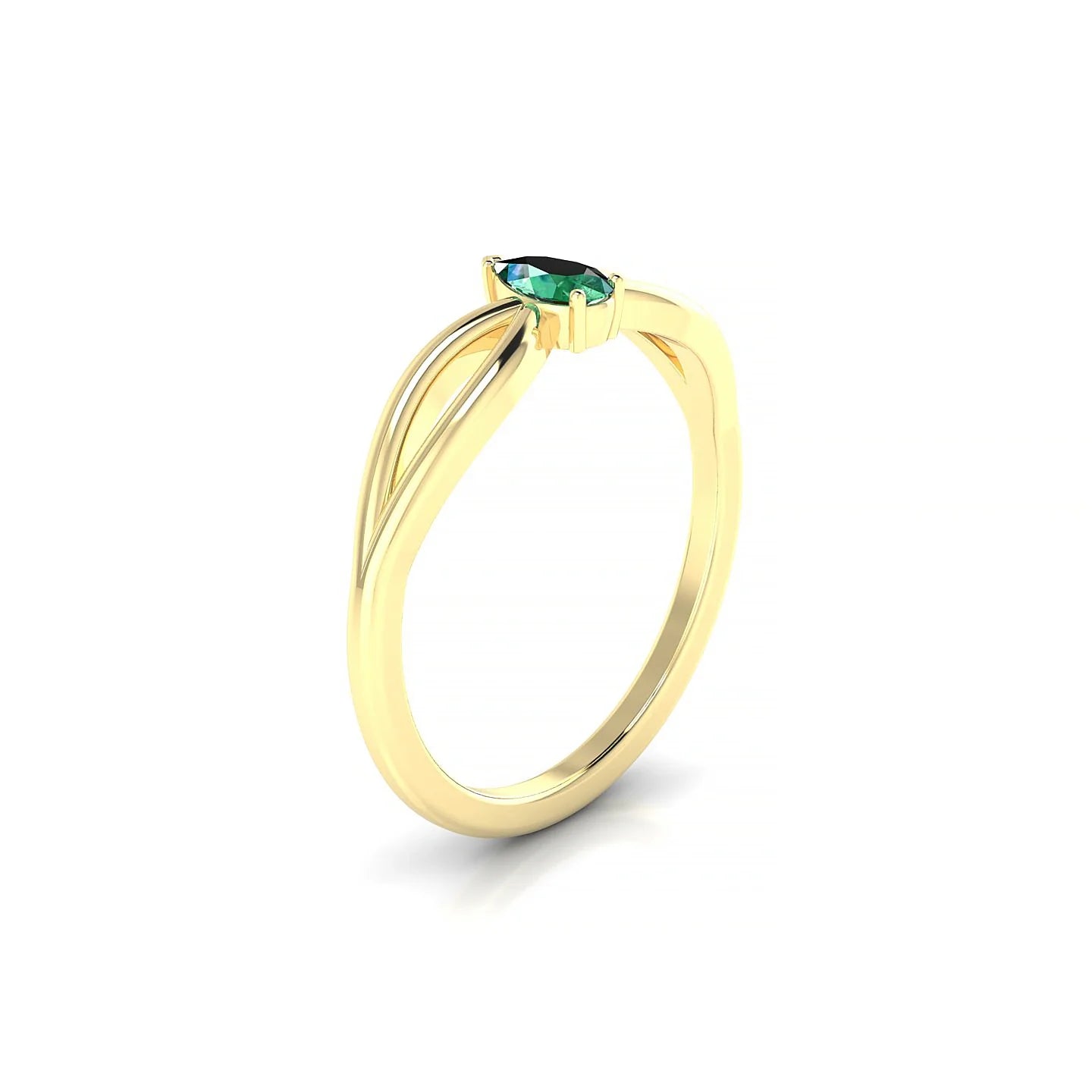 Interlude | 18k Yellow Gold 5 x 3 mm Pear Emerald Ring