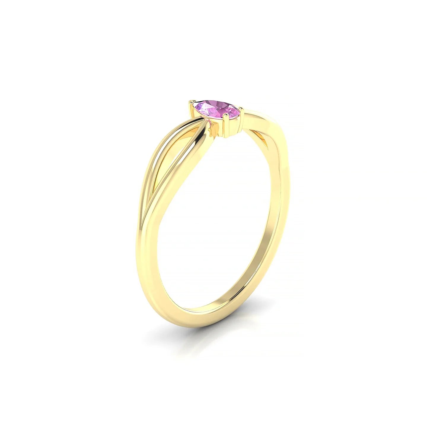 Interlude | 18k Yellow Gold 5 x 3 mm Pear Pink Sapphire Ring
