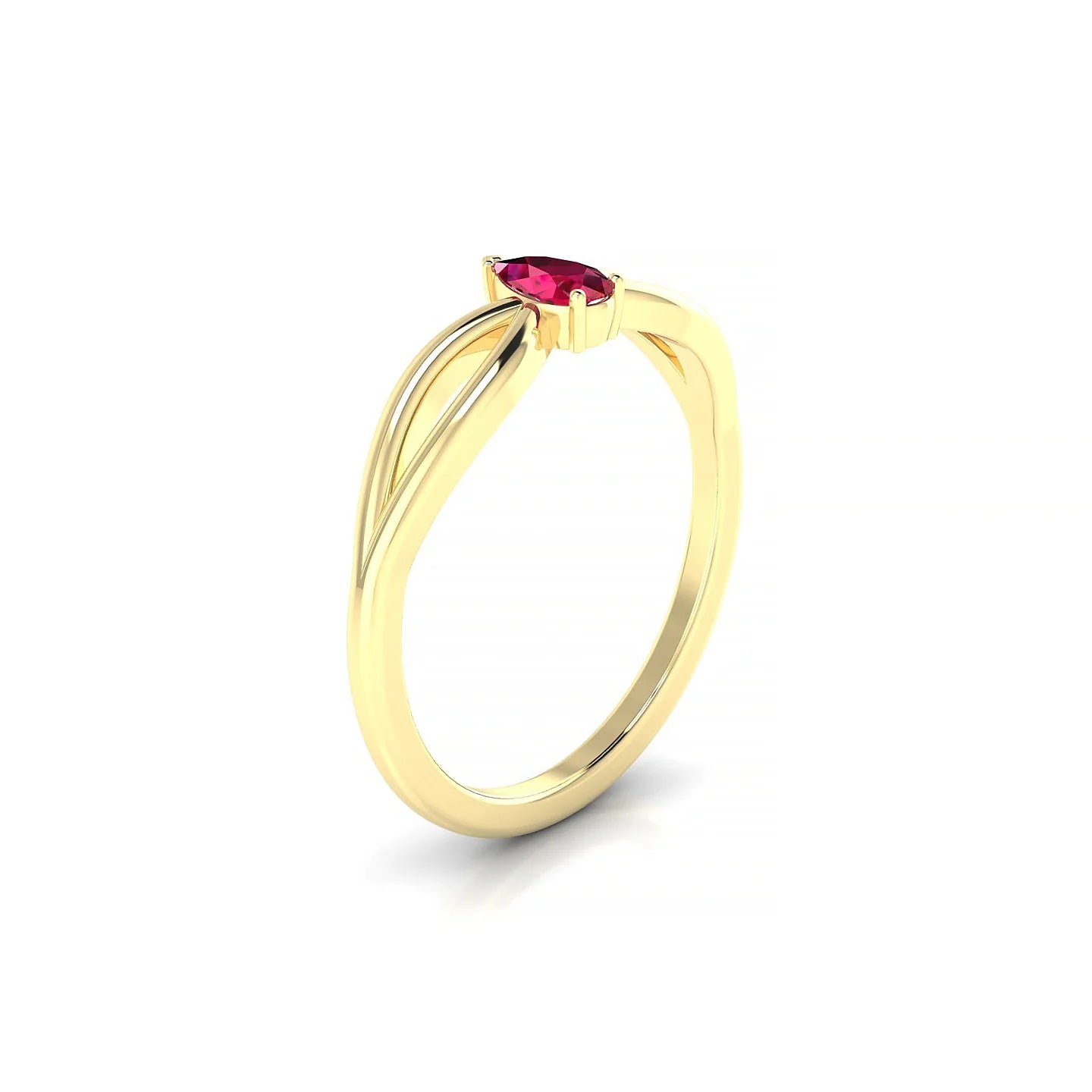 Interlude | 18k Yellow Gold 5 x 3 mm Pear Ruby Ring