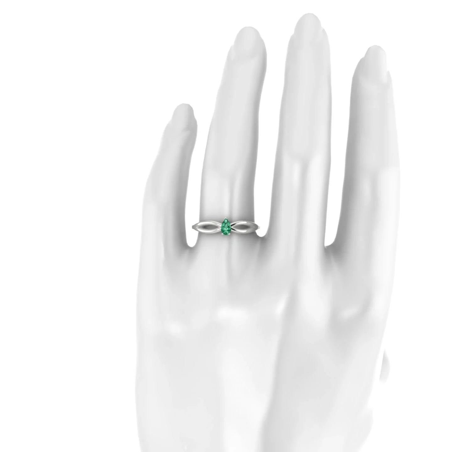 Interlude | 18k White Gold 5 x 3 mm Pear Emerald Ring