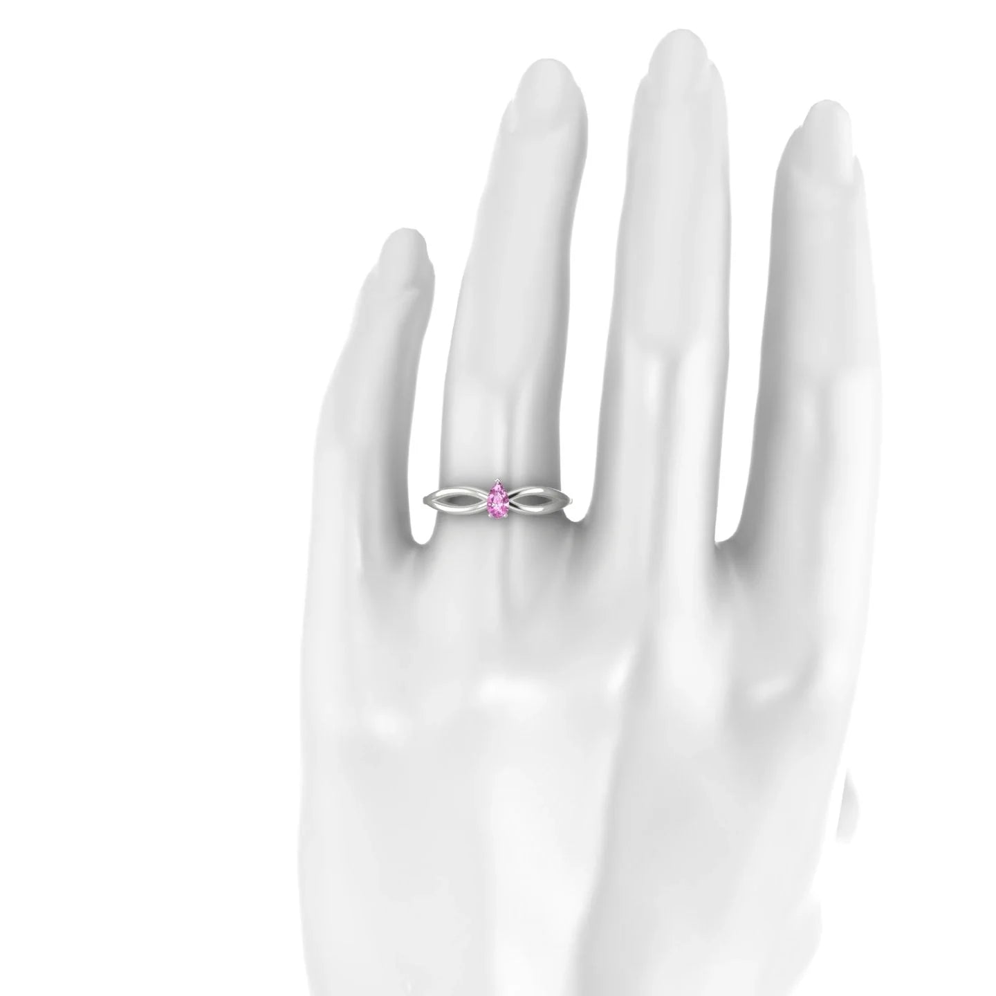 Interlude | 18k White Gold 5 x 3 mm Pear Pink Sapphire Ring