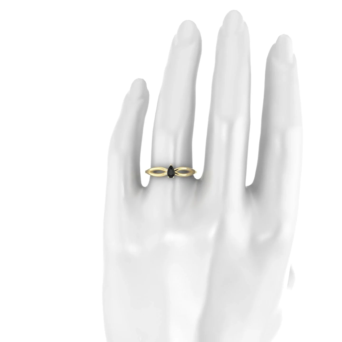 Interlude | 18k Yellow Gold 5 x 3 mm Pear Black Diamond Ring