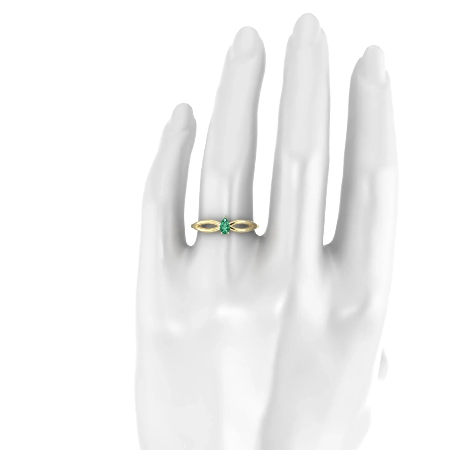 Interlude | 18k Yellow Gold 5 x 3 mm Pear Emerald Ring