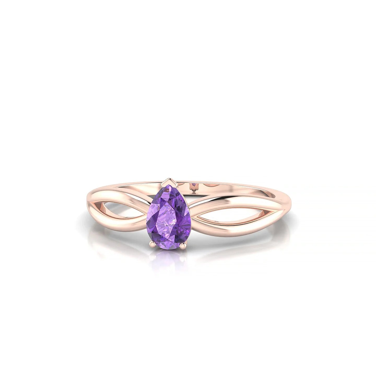 Interlude | 18k Rose Gold 6 x 4 mm Pear Amethyst Ring