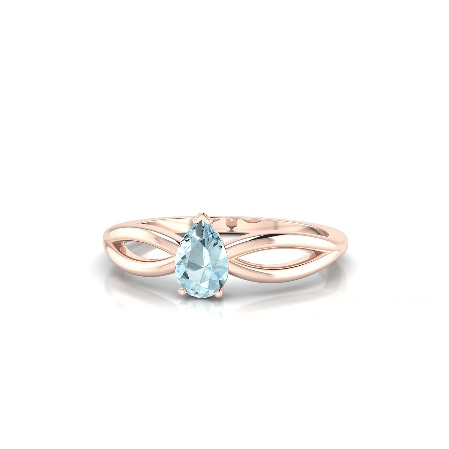 Interlude | 18k Rose Gold 6 x 4 mm Pear Aquamarine Ring