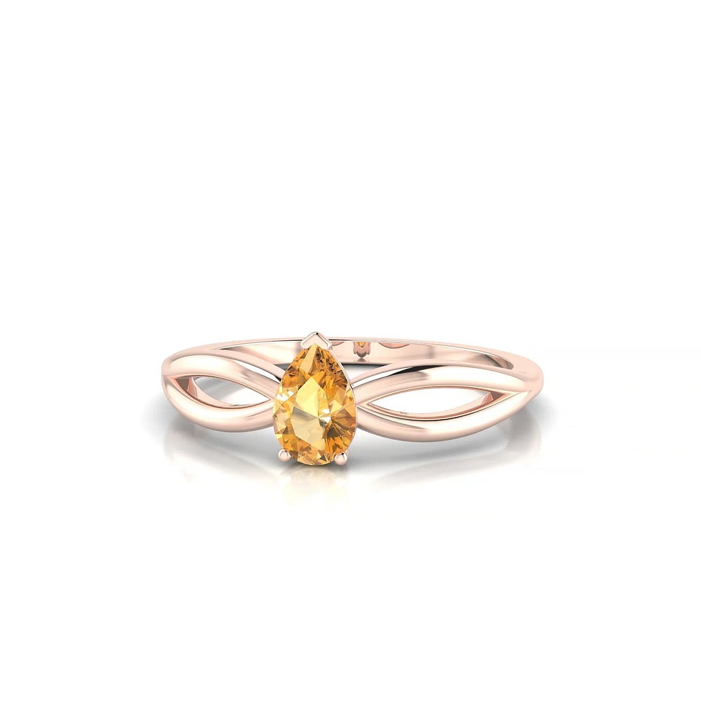 Interlude | 18k Rose Gold 6 x 4 mm Pear Citrine Ring