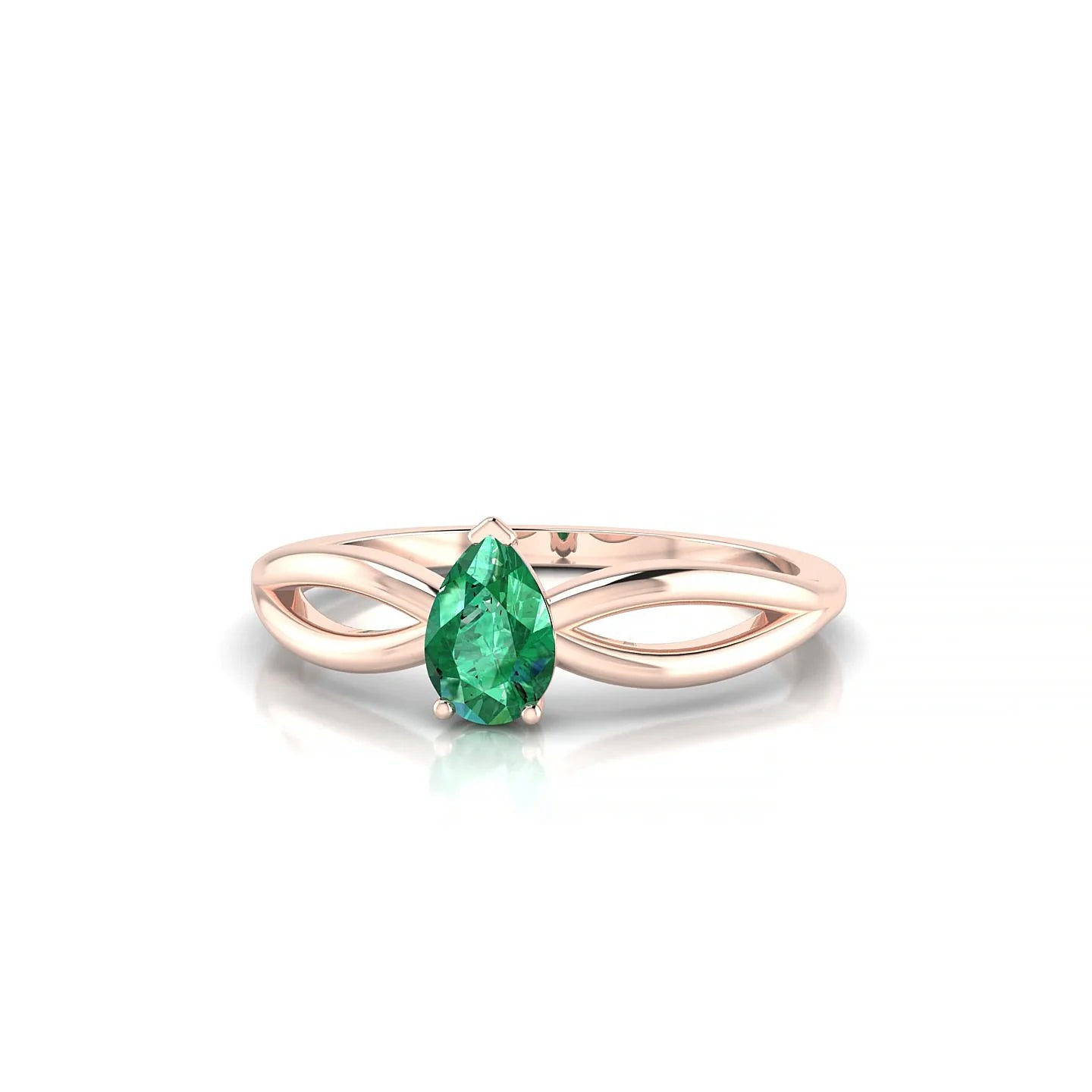 Interlude | 18k Rose Gold 6 x 4 mm Pear Emerald Ring
