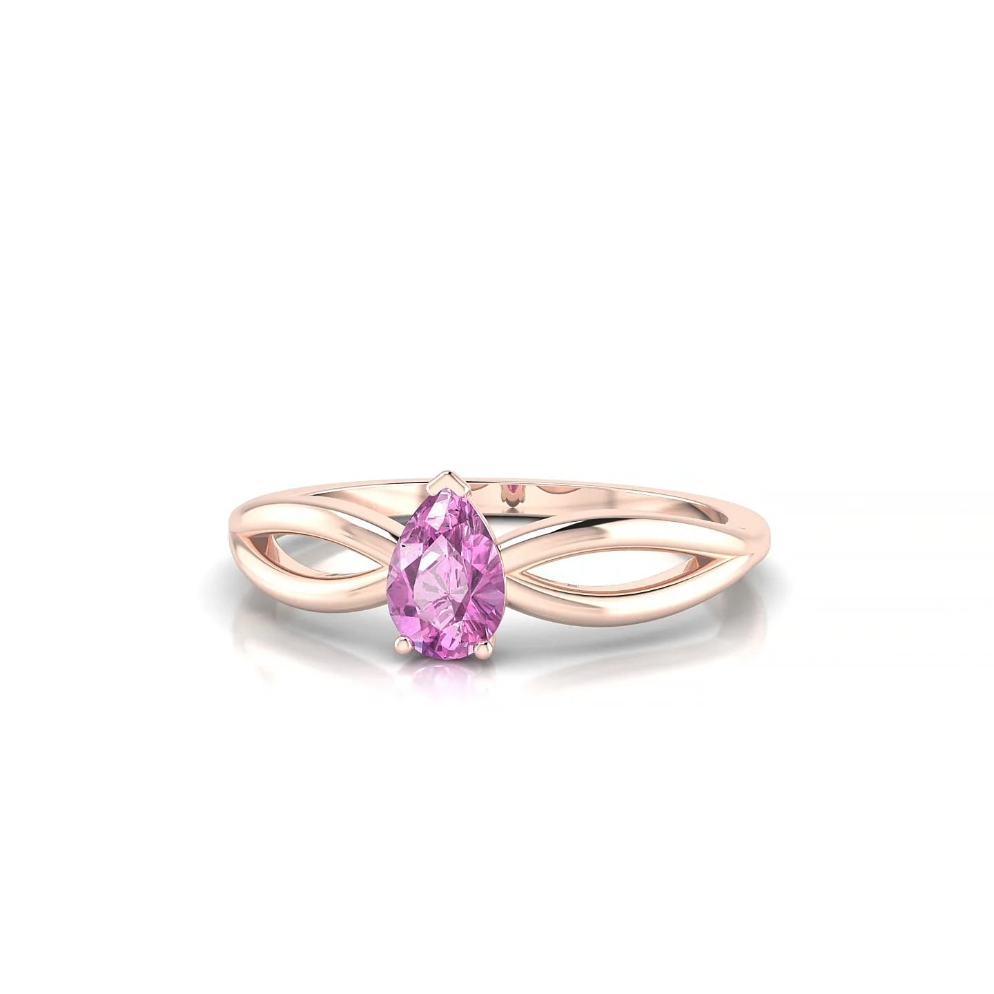 Interlude | 18k Rose Gold 6 x 4 mm Pear Pink Sapphire Ring