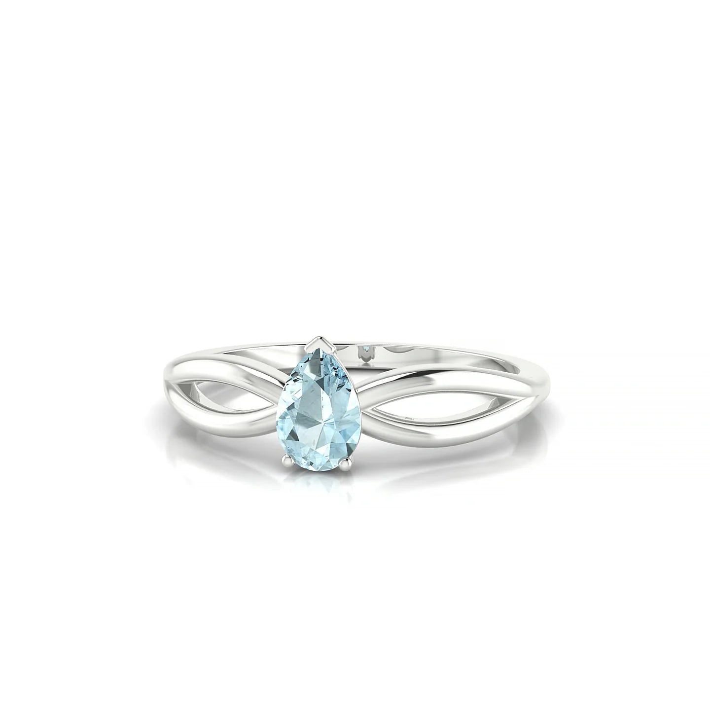 Interlude | 18k White Gold 6 x 4 mm Pear Aquamarine Ring