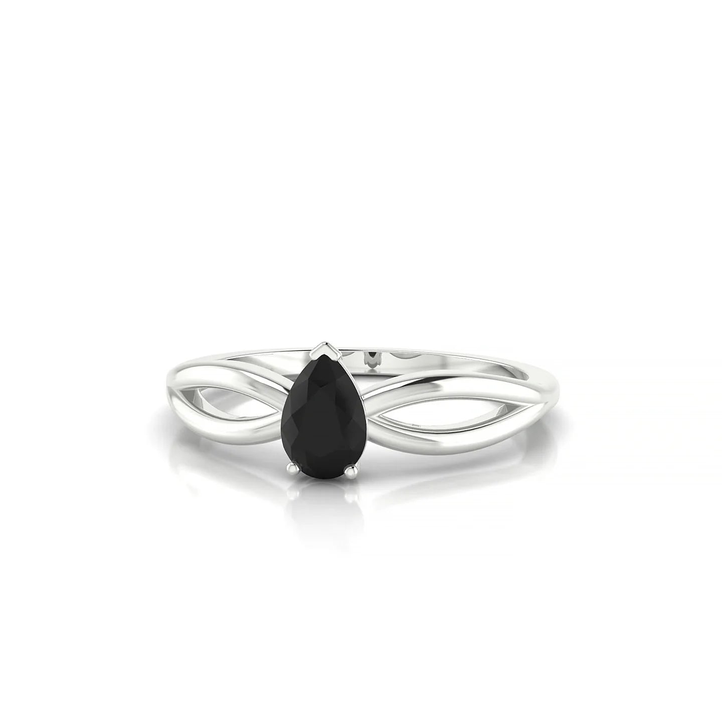 Interlude | 18k White Gold 6 x 4 mm Pear Black Diamond Ring