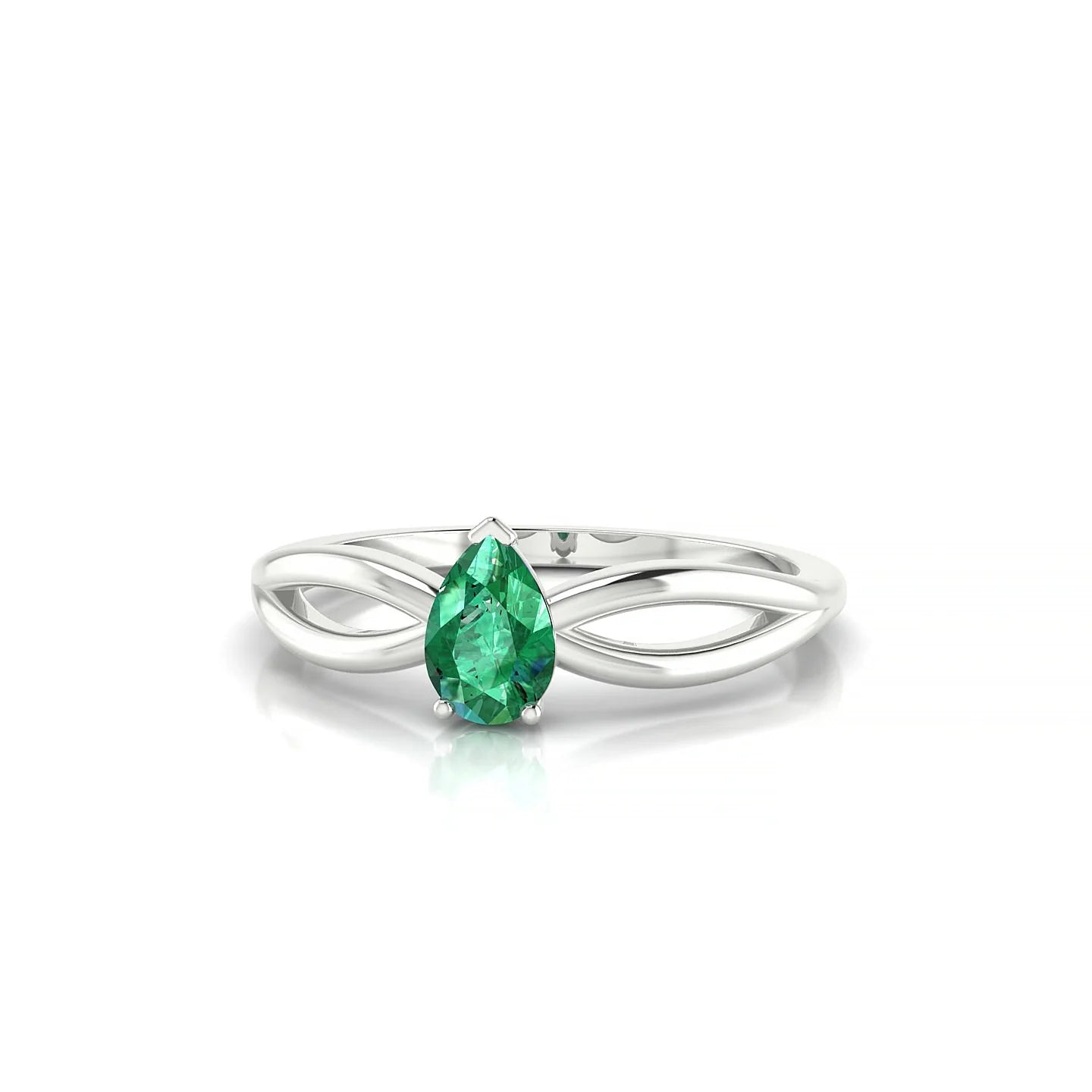 Interlude | 18k White Gold 6 x 4 mm Pear Emerald Ring