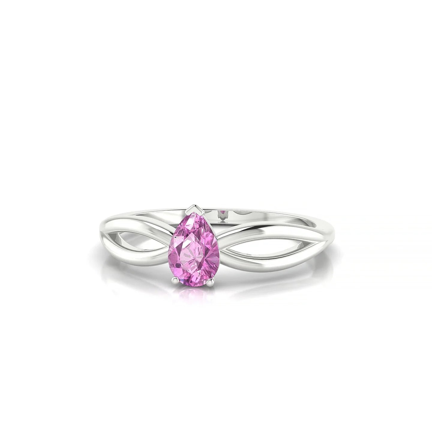 Interlude | 18k White Gold 6 x 4 mm Pear Pink Sapphire Ring