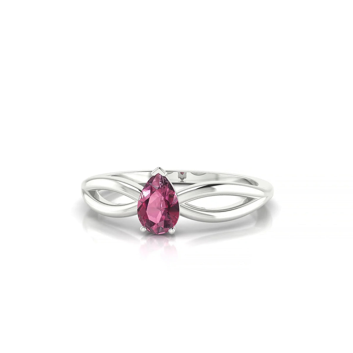 Interlude | 18k White Gold 6 x 4 mm Pear Rhodolite Ring