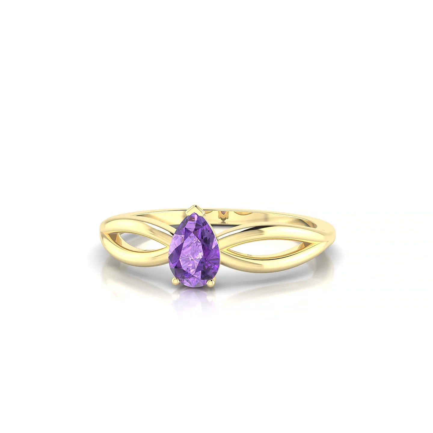 Interlude | 18k Yellow Gold 6 x 4 mm Pear Amethyst Ring