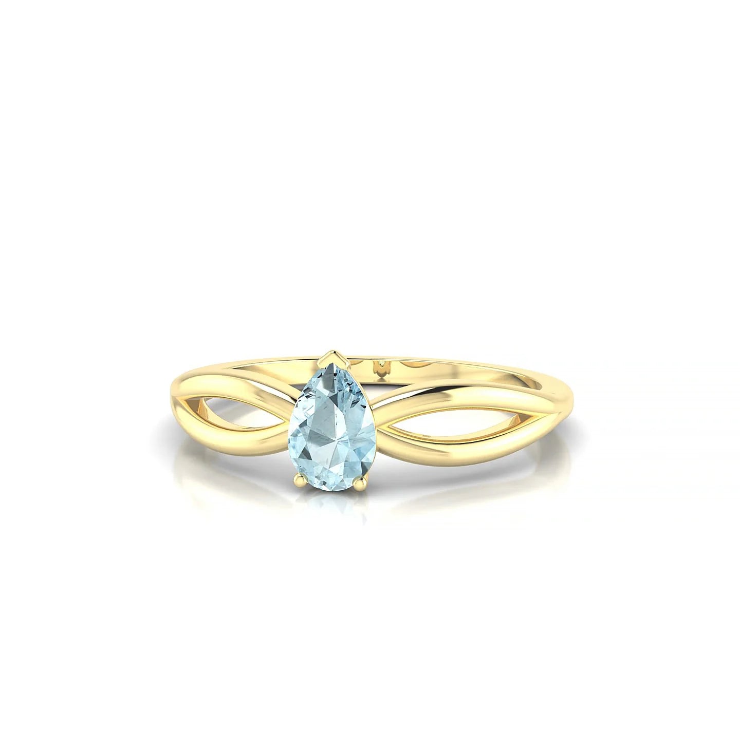 Interlude | 18k Yellow Gold 6 x 4 mm Pear Aquamarine Ring