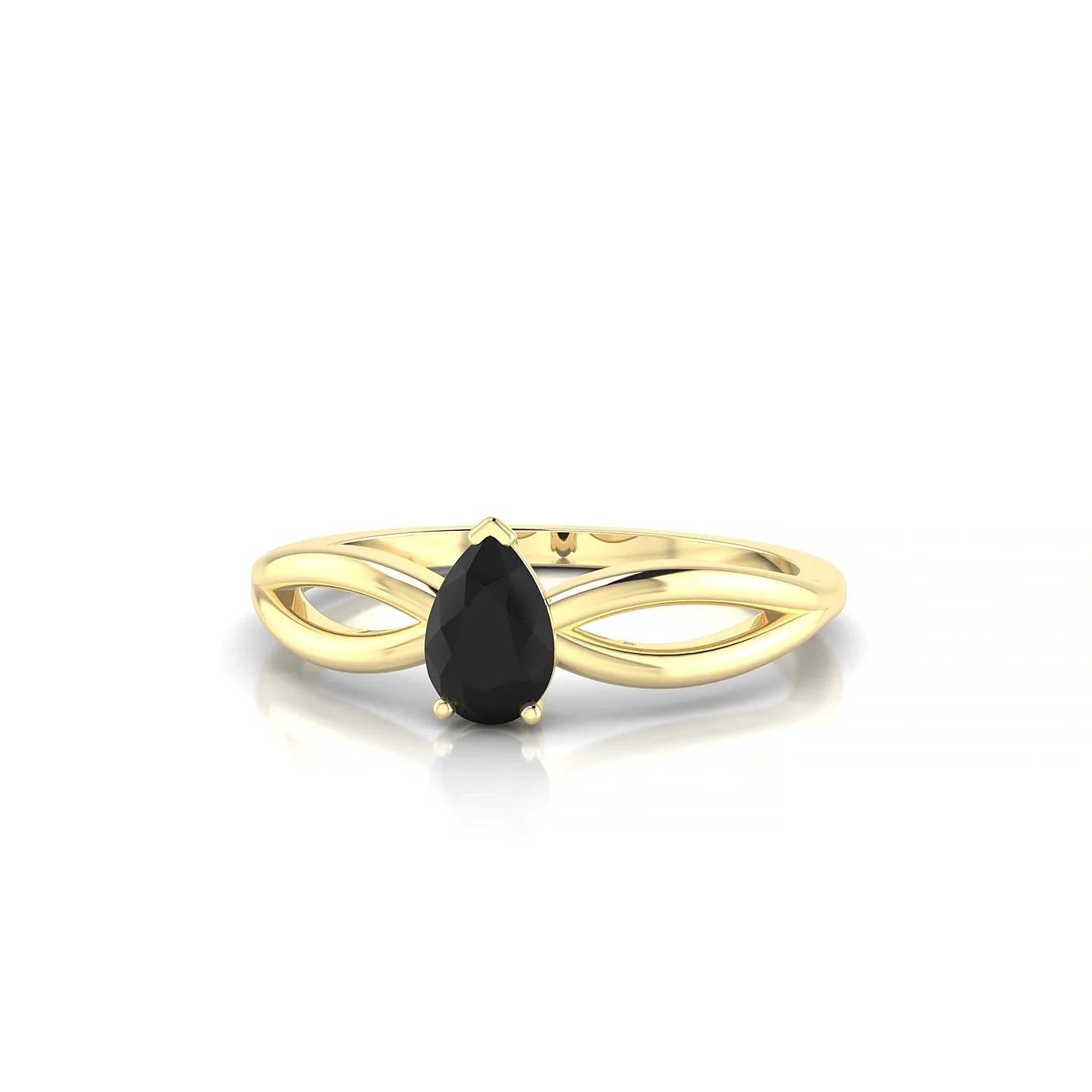 Interlude | 18k Yellow Gold 6 x 4 mm Pear Black Diamond Ring