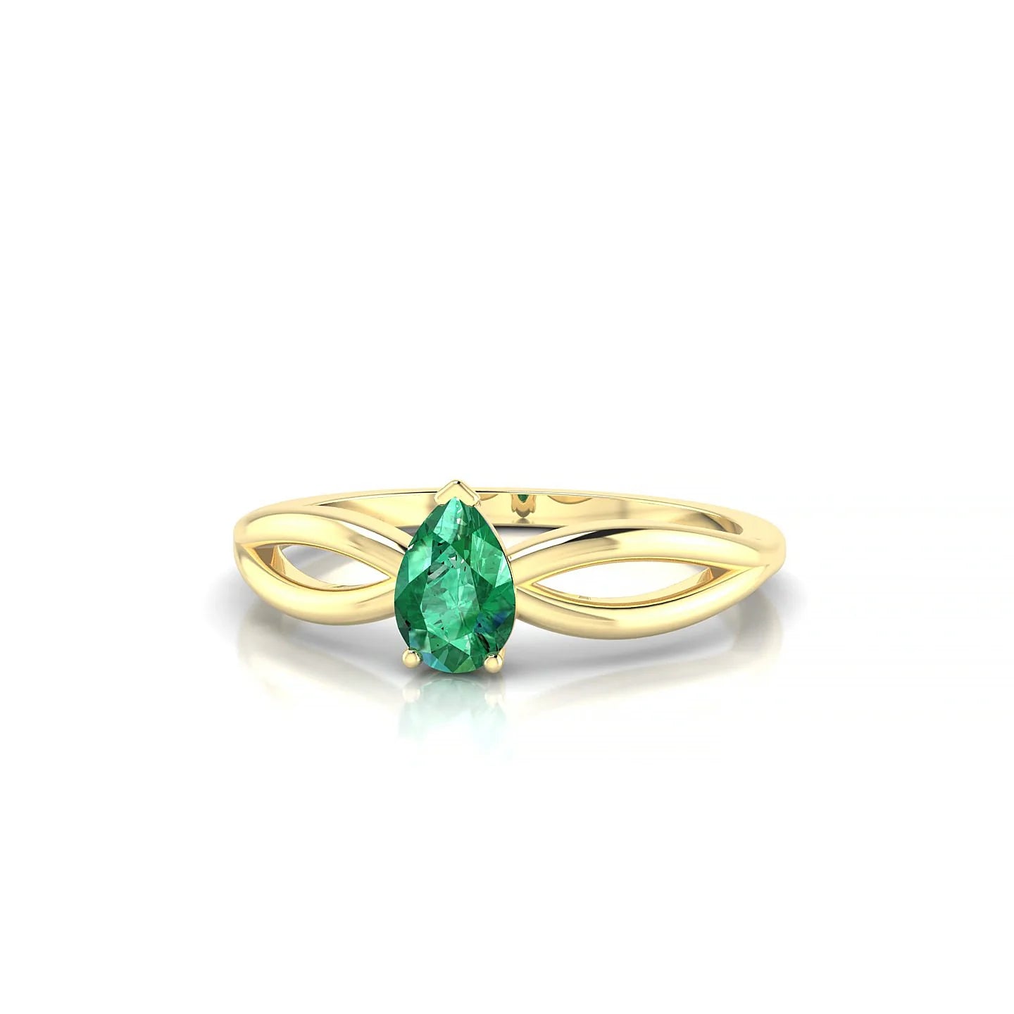 Interlude | 18k Yellow Gold 6 x 4 mm Pear Emerald Ring