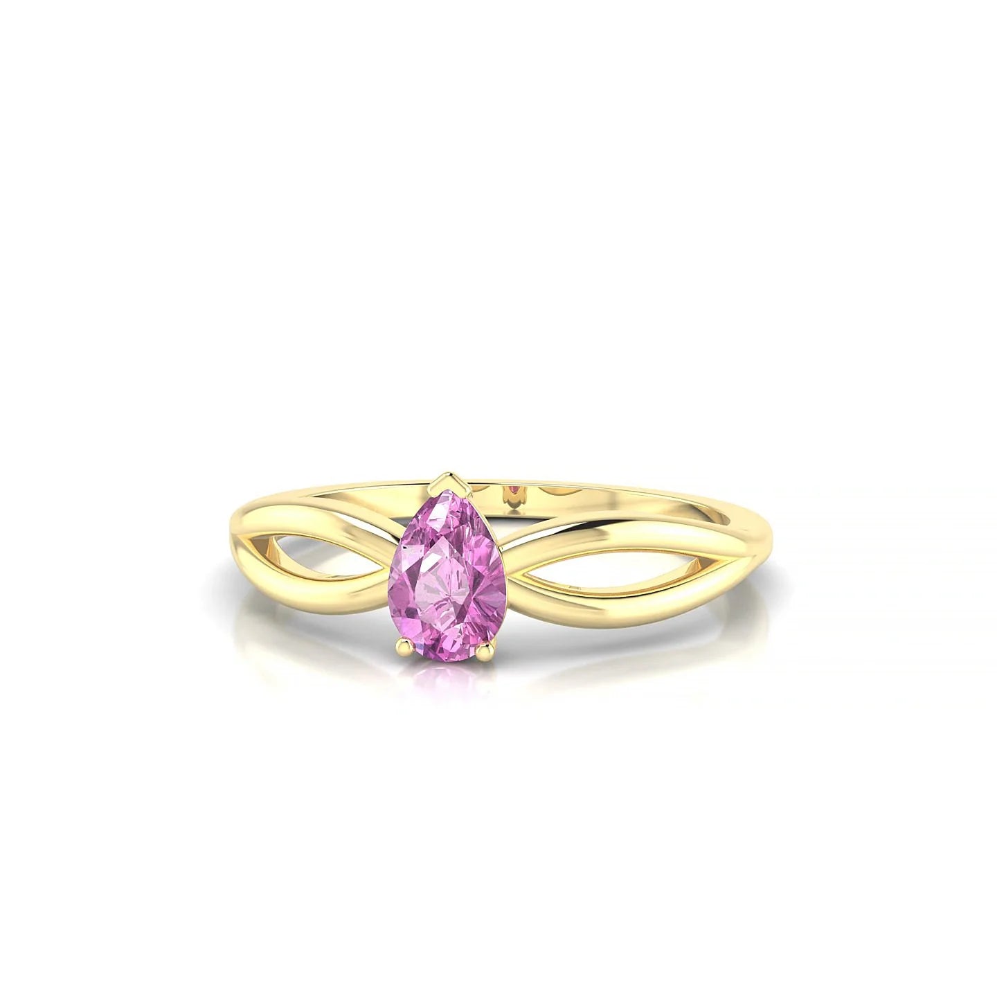 Interlude | 18k Yellow Gold 6 x 4 mm Pear Pink Sapphire Ring