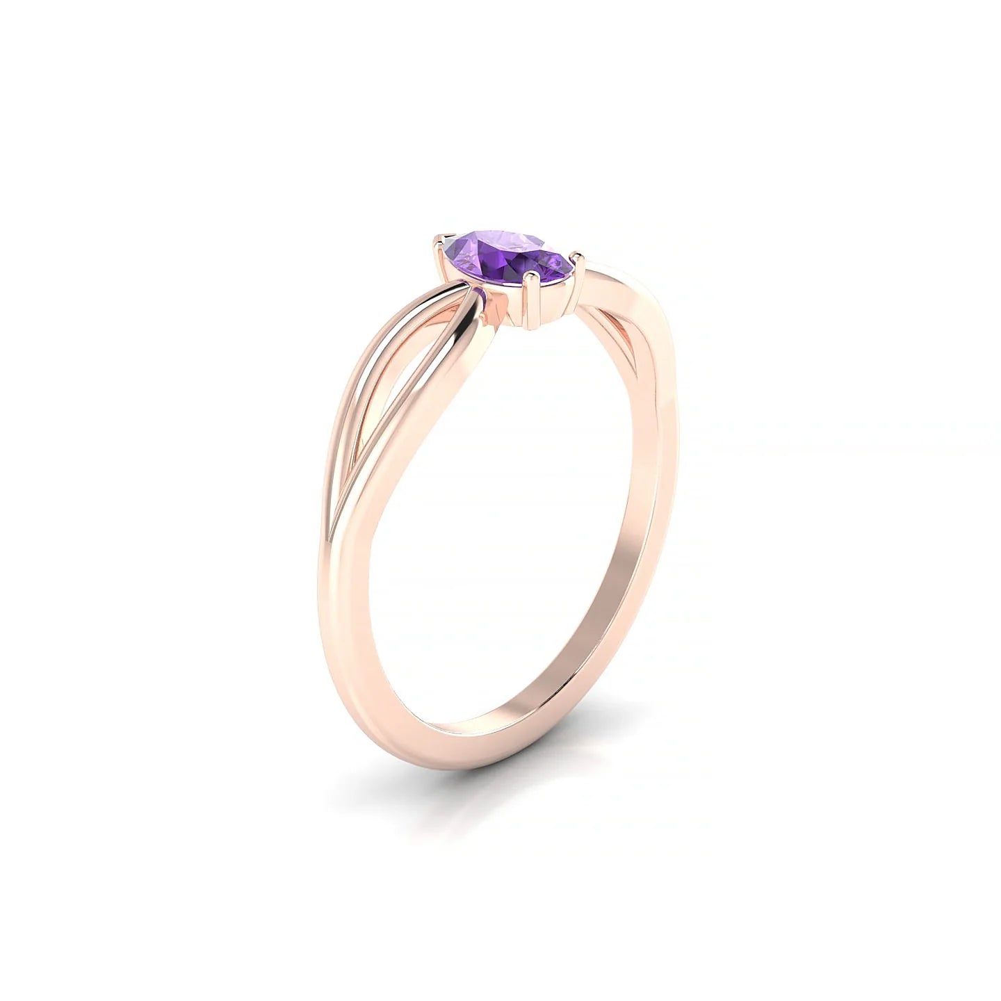 Interlude | 18k Rose Gold 6 x 4 mm Pear Amethyst Ring