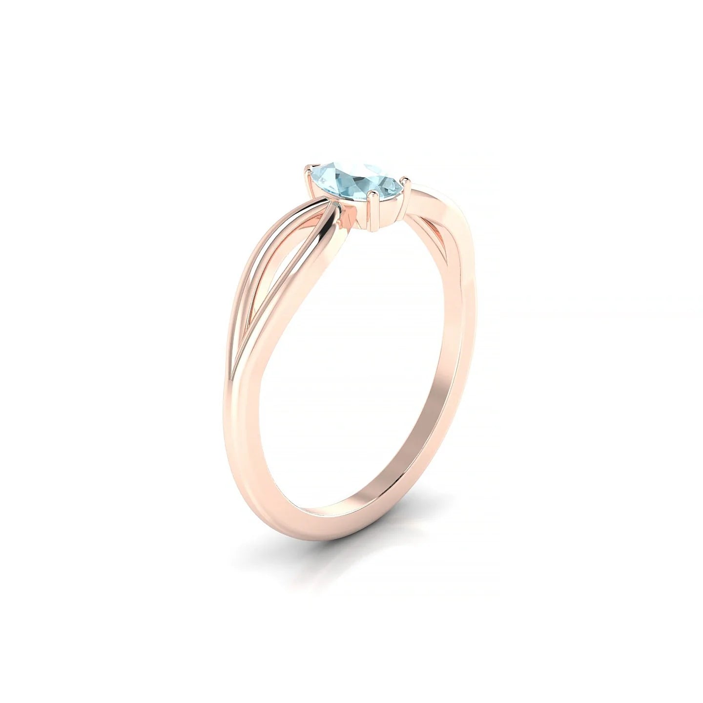 Interlude | 18k Rose Gold 6 x 4 mm Pear Aquamarine Ring
