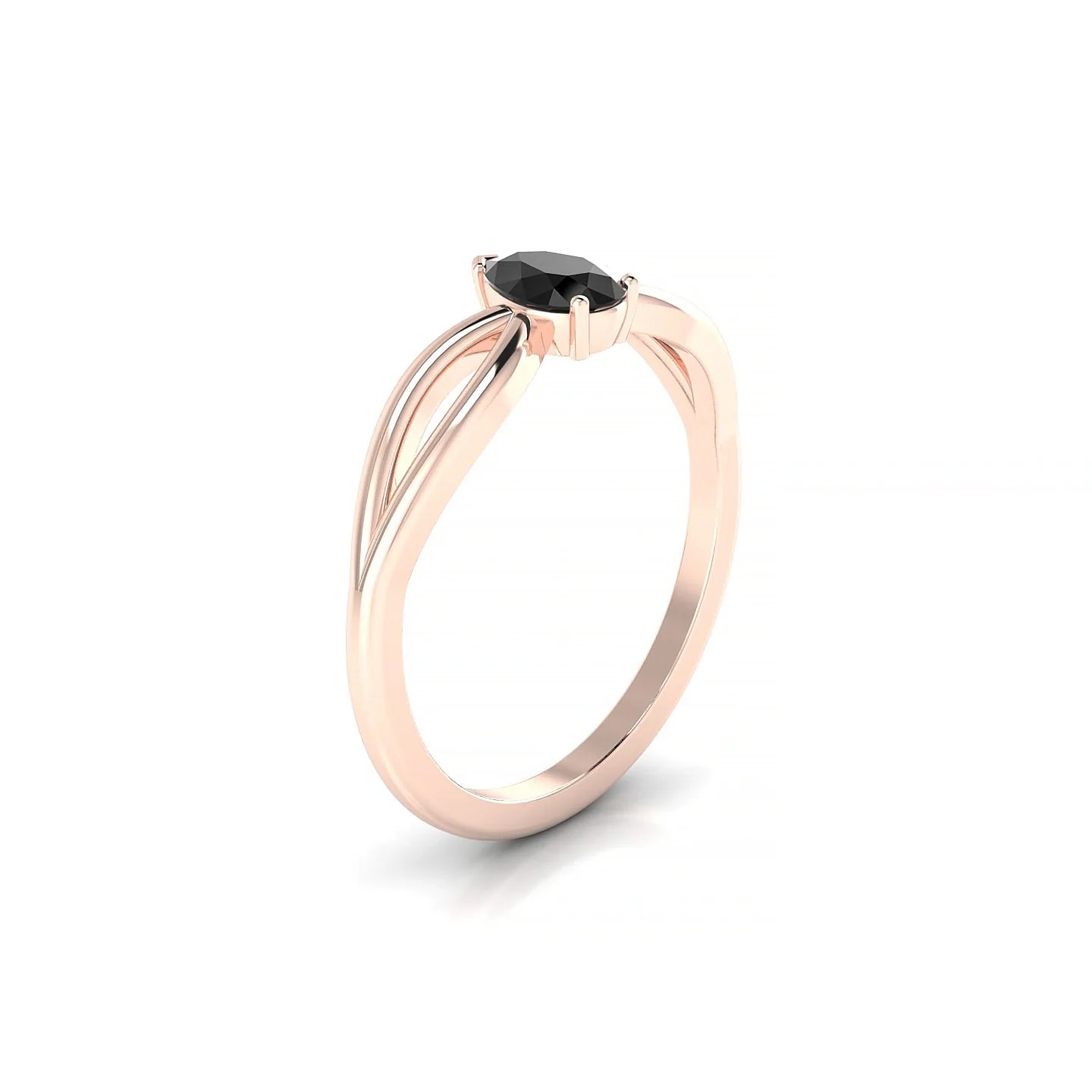 Interlude | 18k Rose Gold 6 x 4 mm Pear Black Diamond Ring