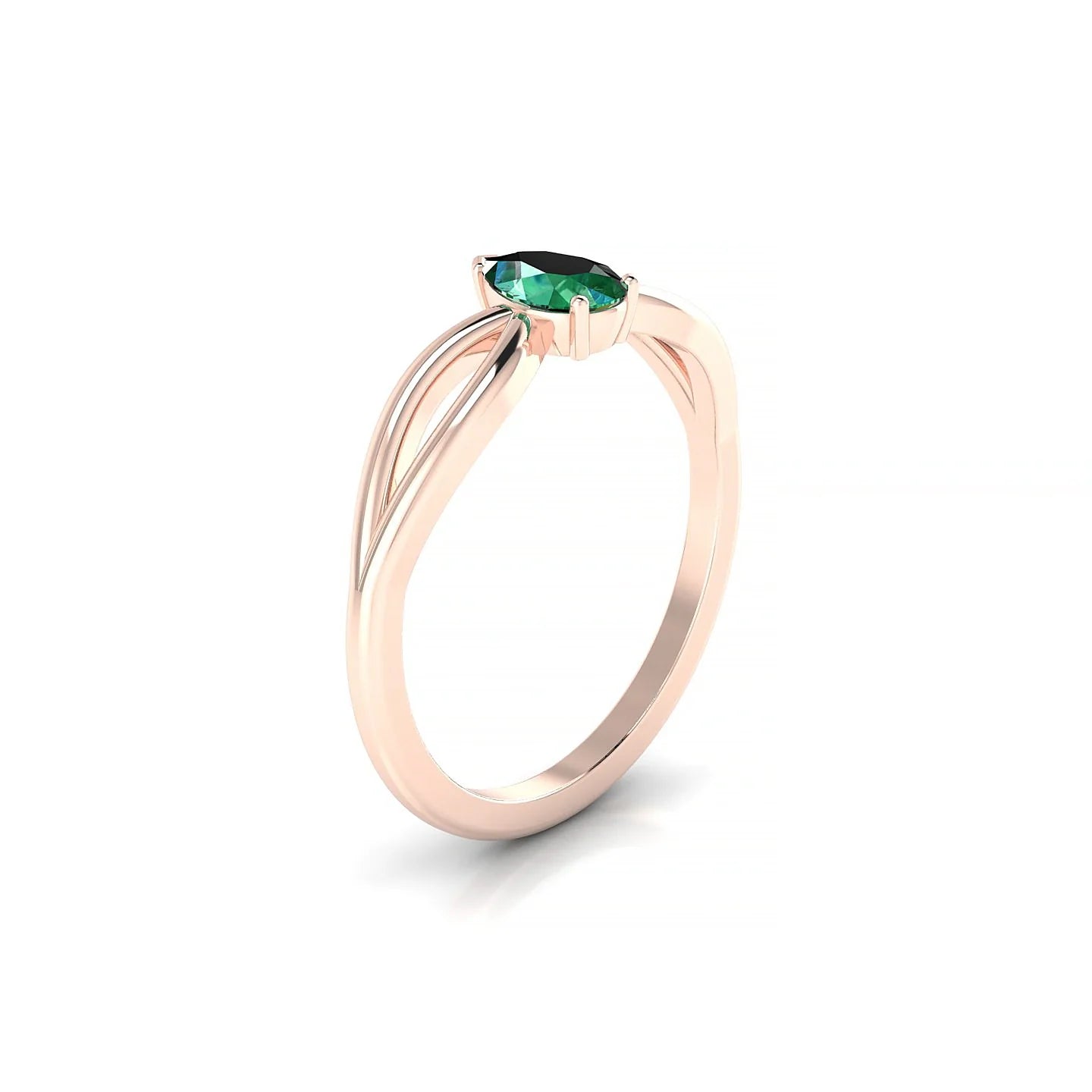 Interlude | 18k Rose Gold 6 x 4 mm Pear Emerald Ring