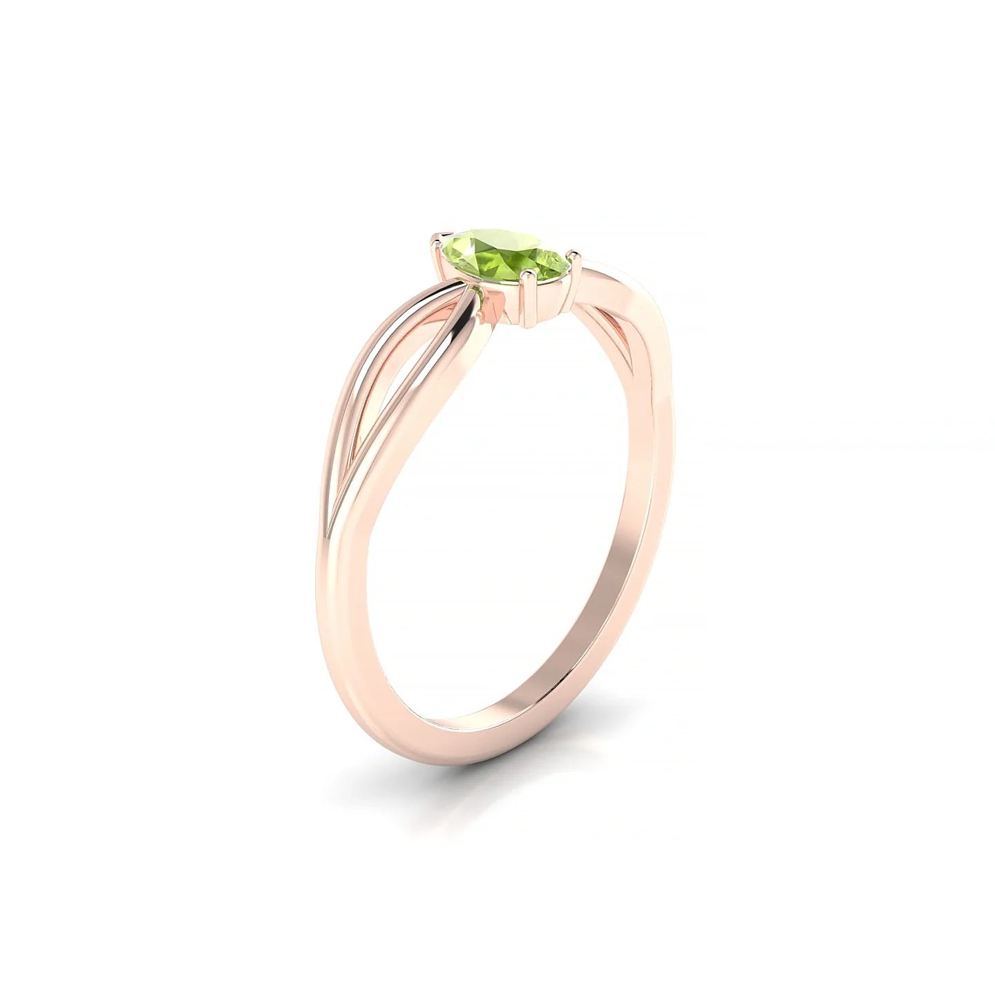 Interlude | 18k Rose Gold 6 x 4 mm Pear Peridot Ring