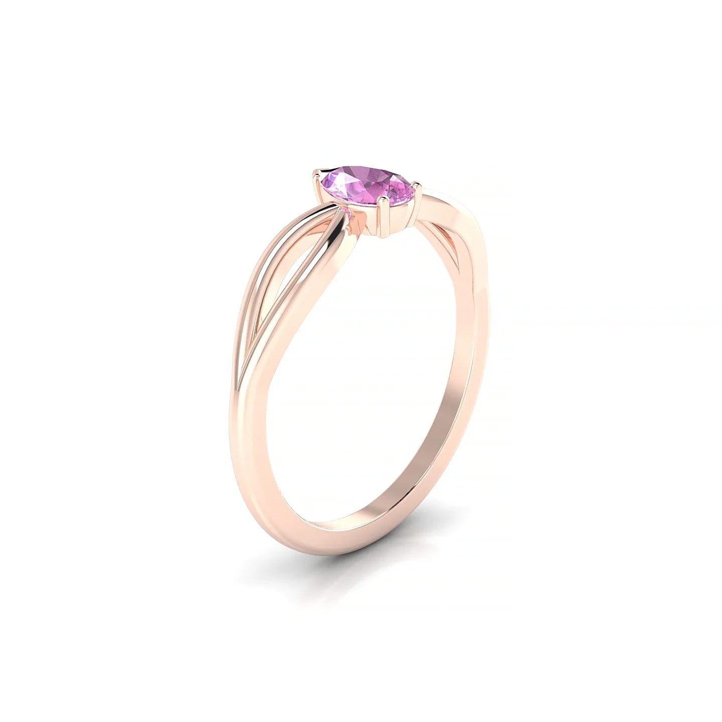 Interlude | 18k Rose Gold 6 x 4 mm Pear Pink Sapphire Ring