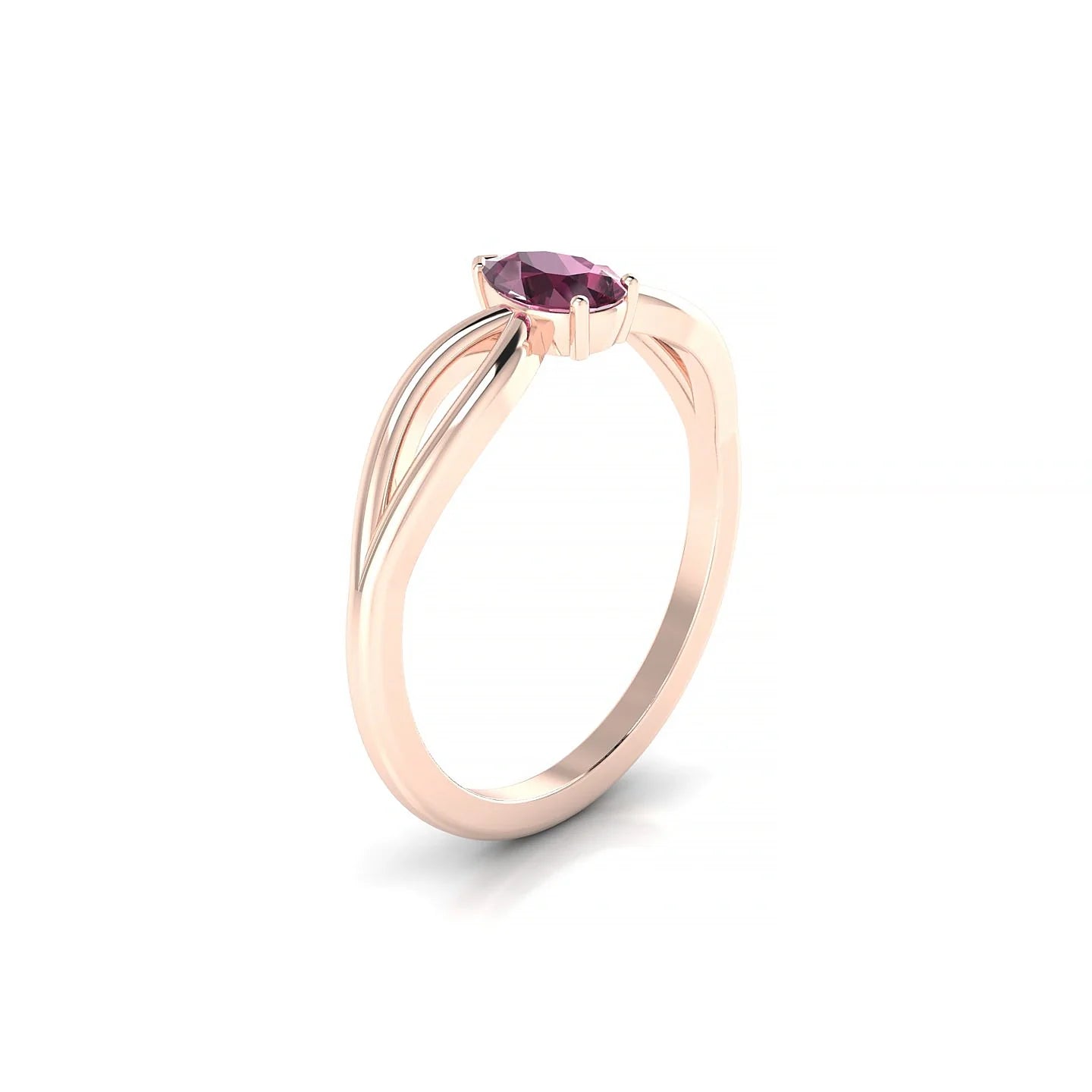 Interlude | 18k Rose Gold 6 x 4 mm Pear Rhodolite Ring