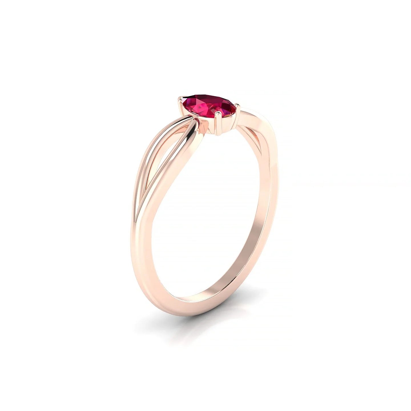 Interlude | 18k Rose Gold 6 x 4 mm Pear Ruby Ring