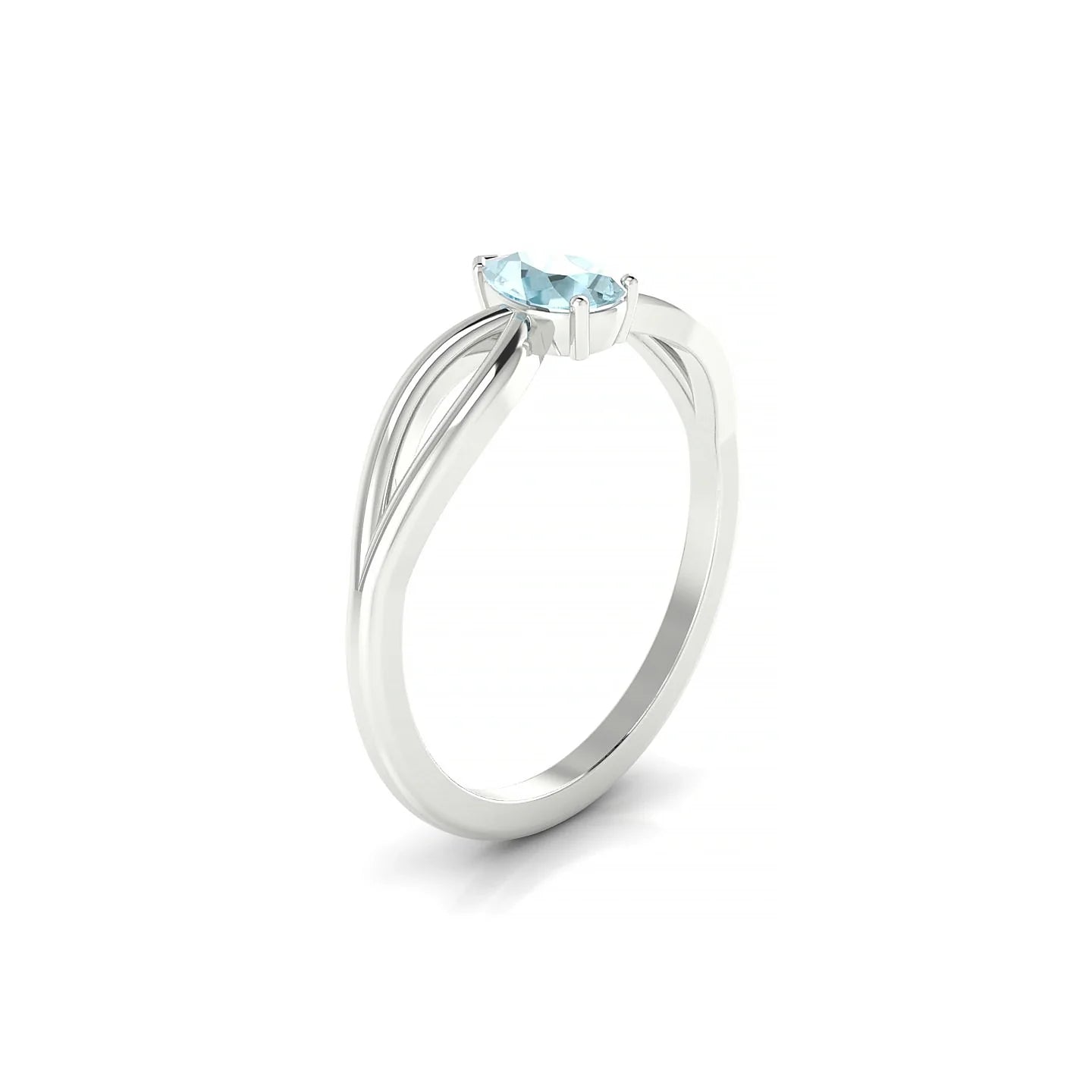 Interlude | 18k White Gold 6 x 4 mm Pear Aquamarine Ring