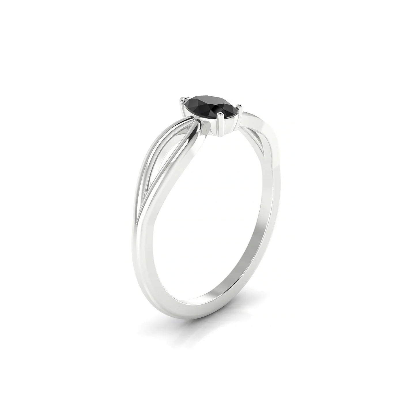 Interlude | 18k White Gold 6 x 4 mm Pear Black Diamond Ring