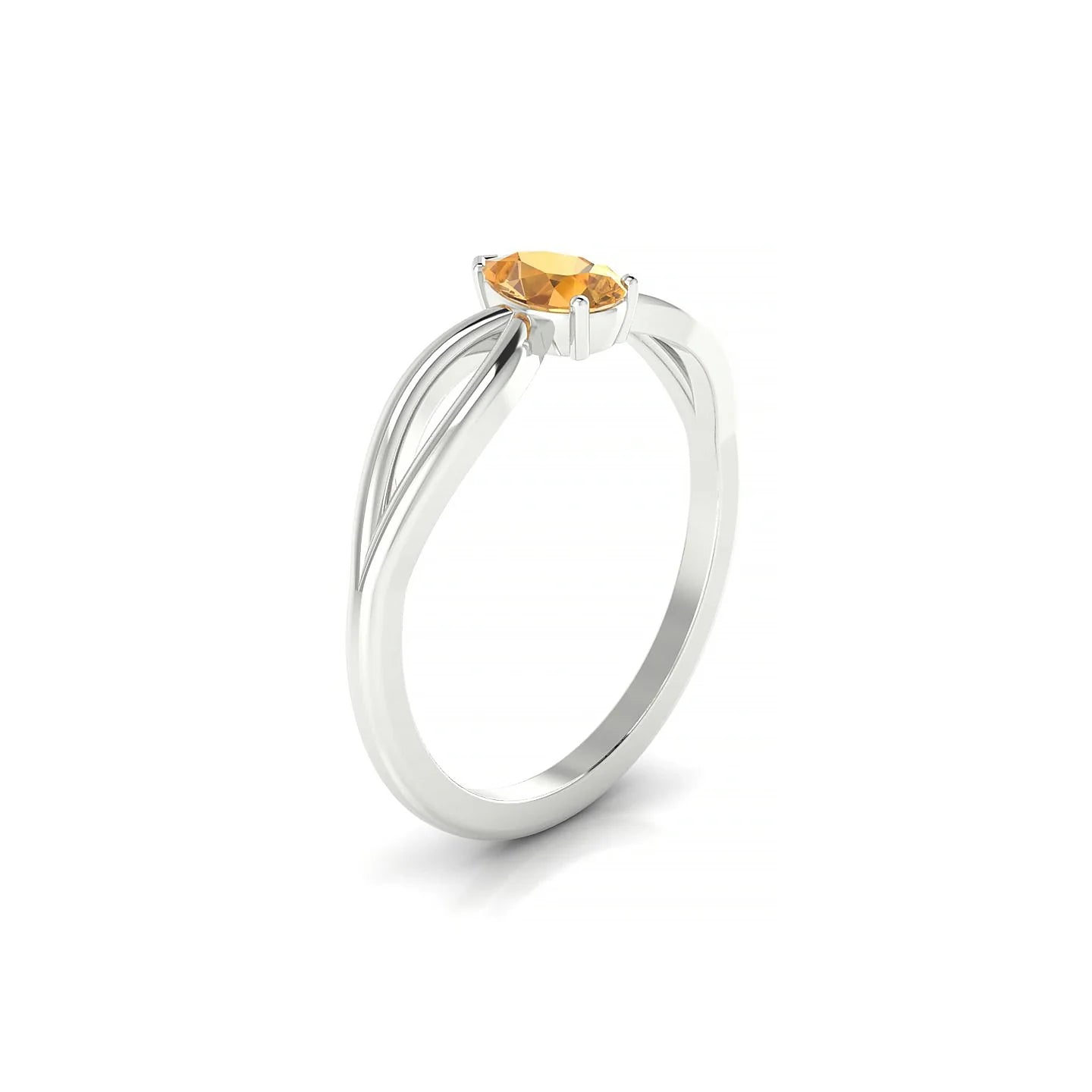 Interlude | 18k White Gold 6 x 4 mm Pear Citrine Ring