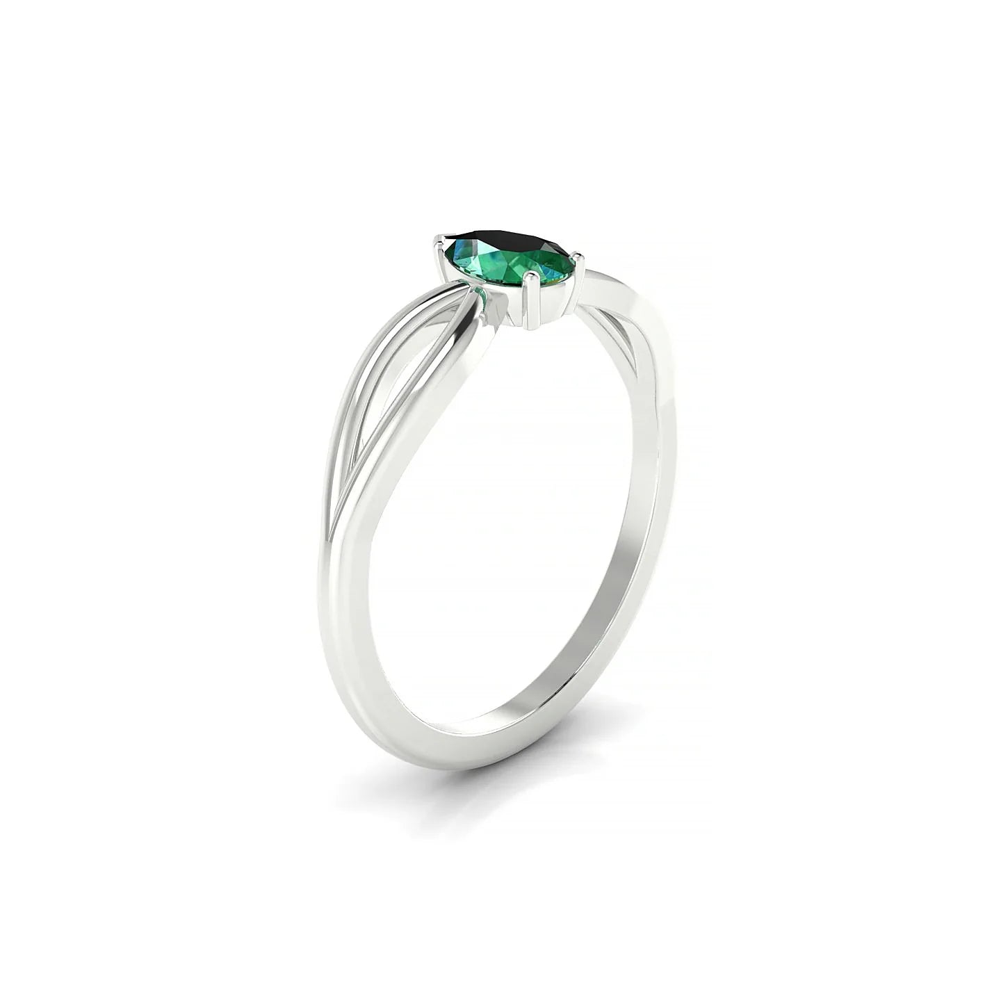 Interlude | 18k White Gold 6 x 4 mm Pear Emerald Ring