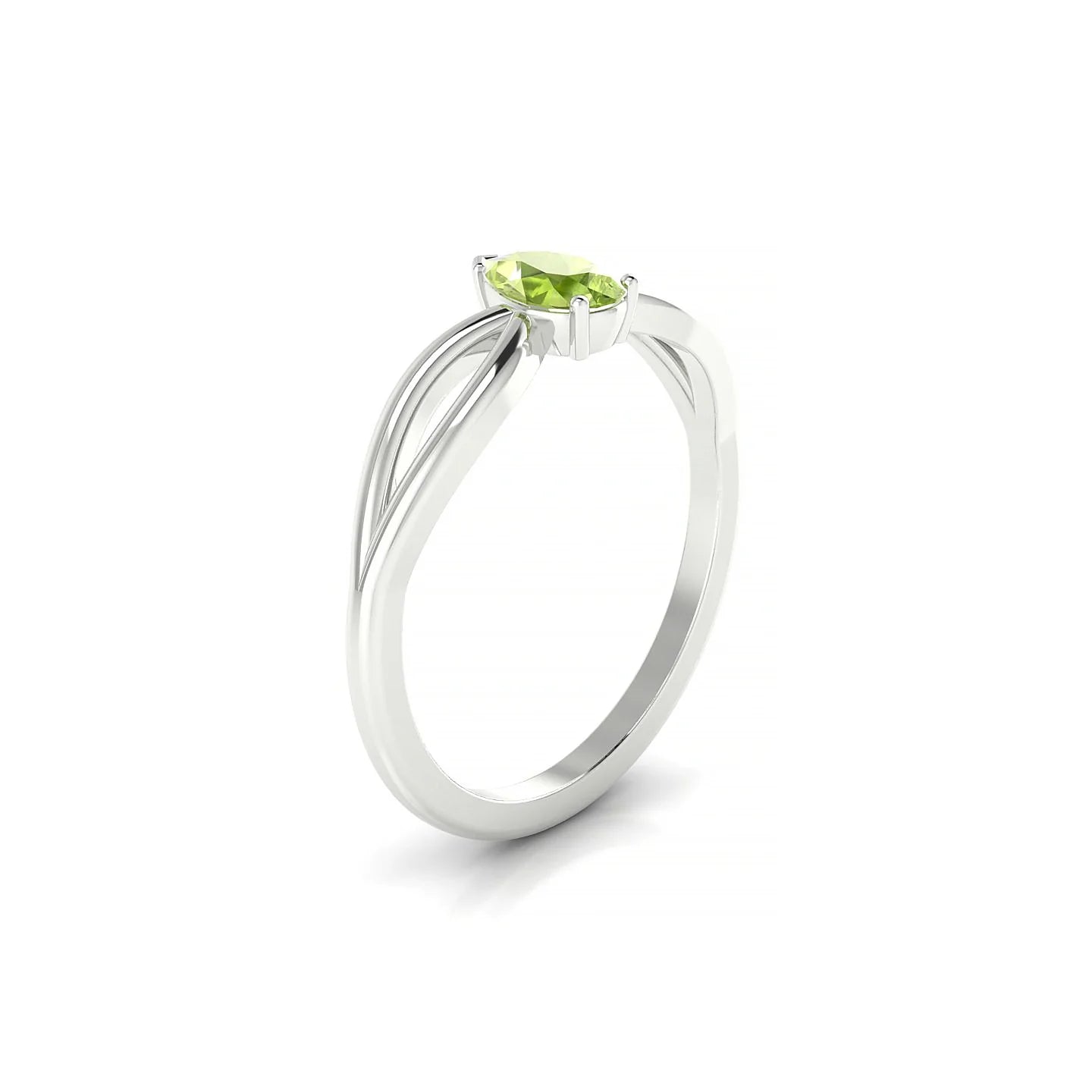 Interlude | 18k White Gold 6 x 4 mm Pear Peridot Ring