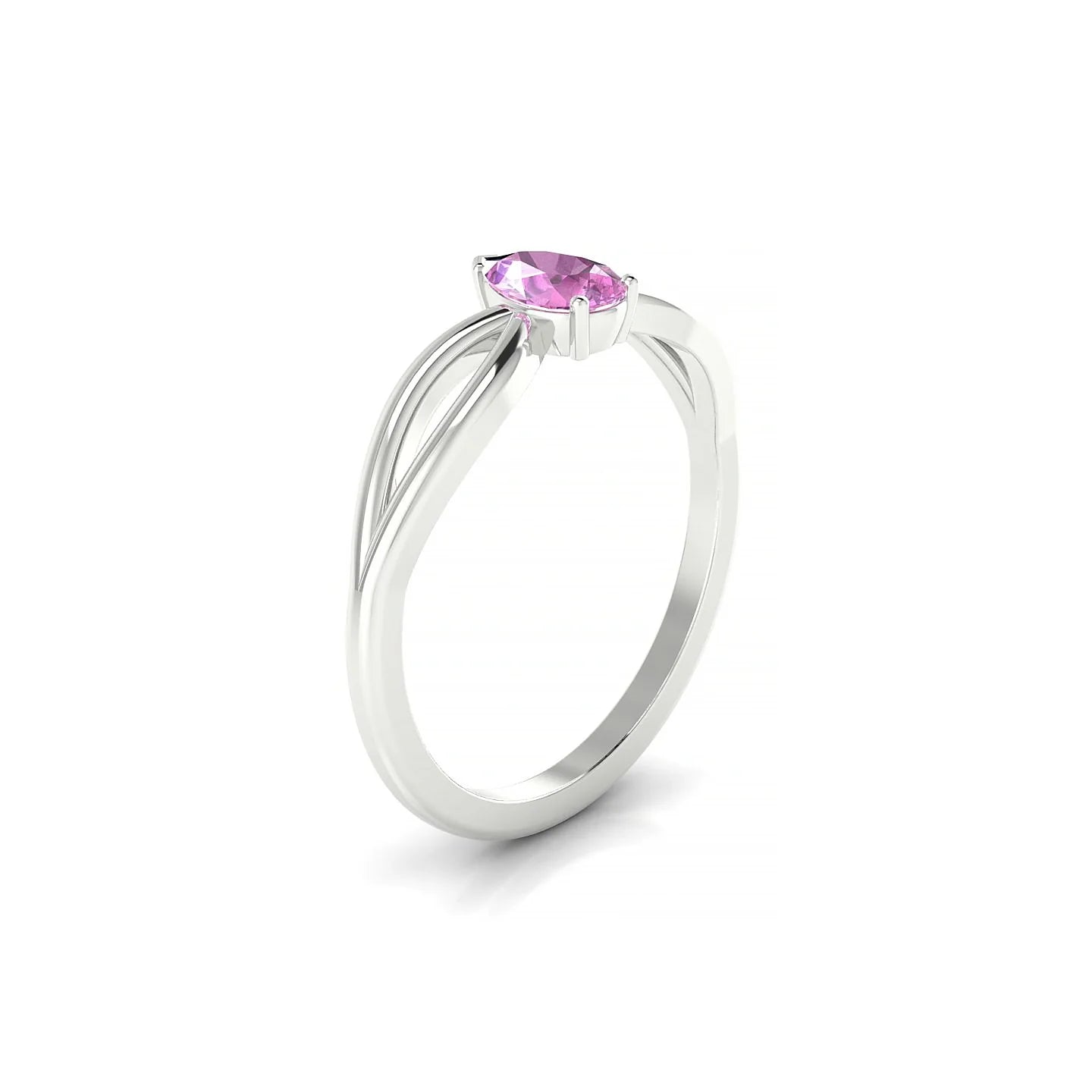 Interlude | 18k White Gold 6 x 4 mm Pear Pink Sapphire Ring