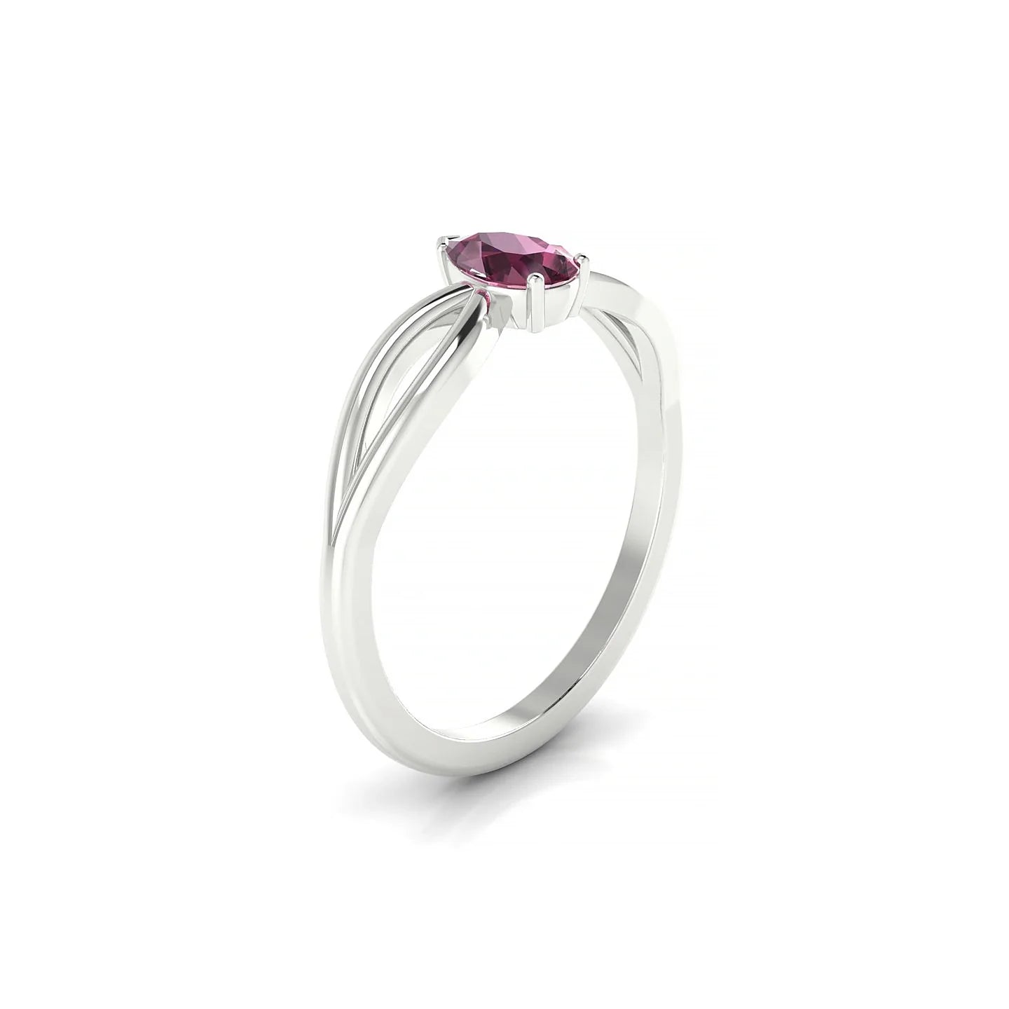 Interlude | 18k White Gold 6 x 4 mm Pear Rhodolite Ring
