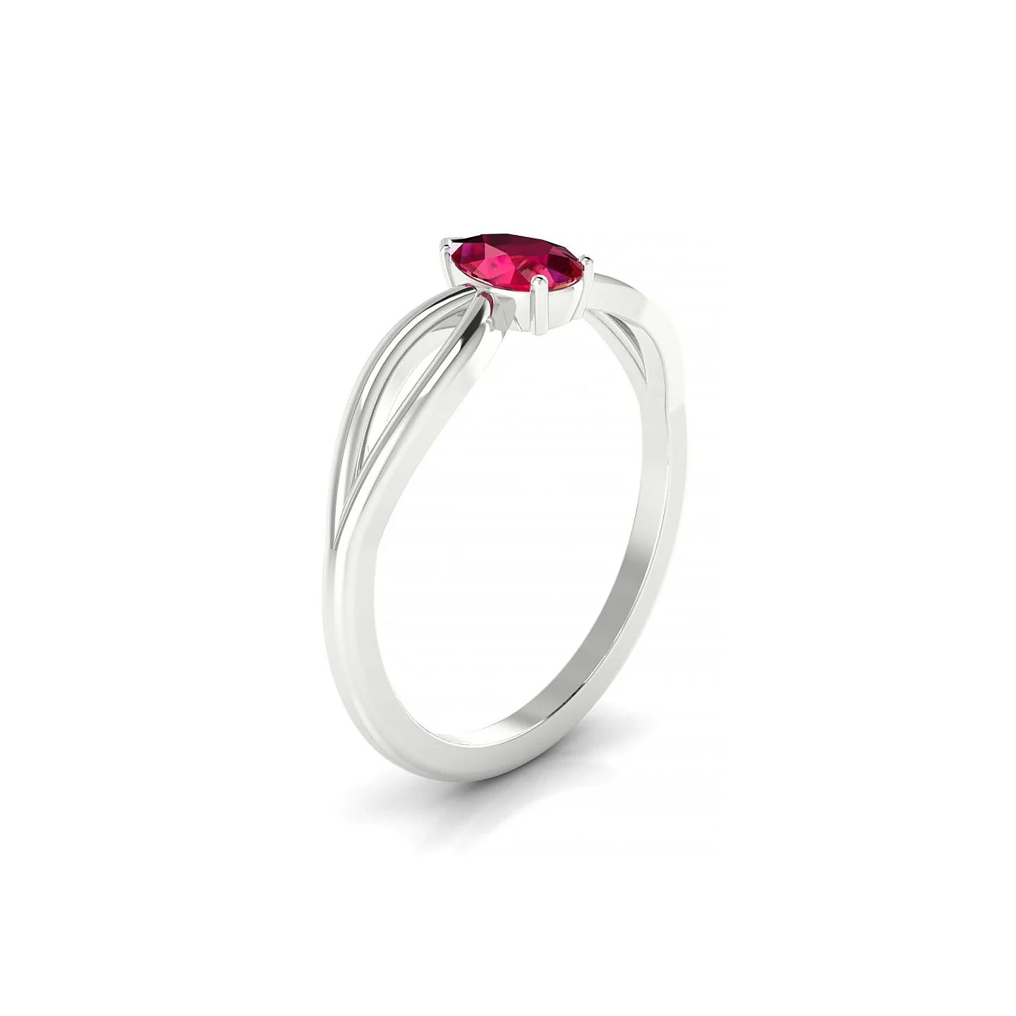 Interlude | 18k White Gold 6 x 4 mm Pear Ruby Ring