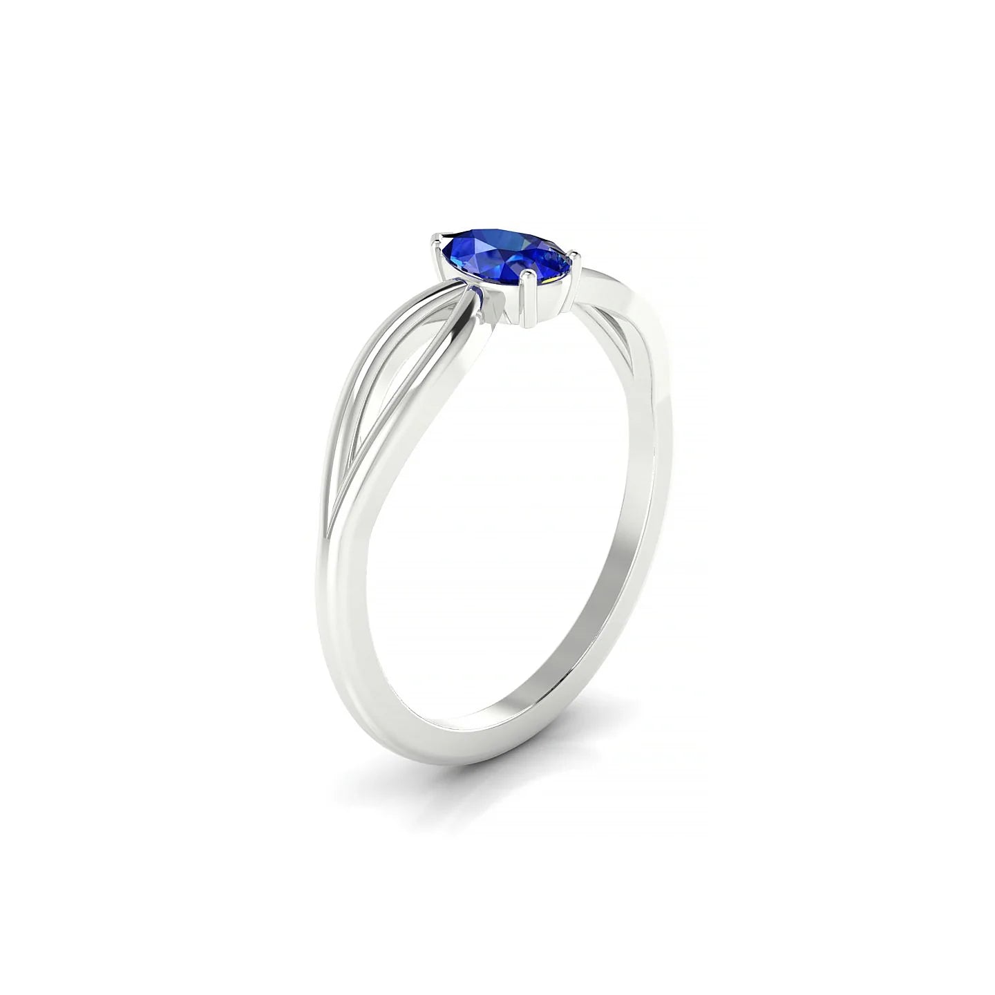 Interlude | 18k White Gold 6 x 4 mm Pear Sapphire Ring