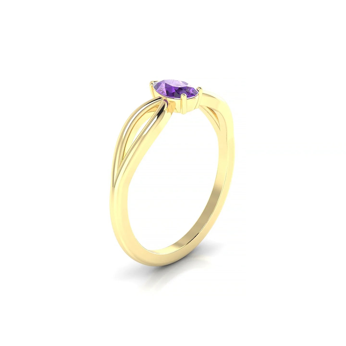 Interlude | 18k Yellow Gold 6 x 4 mm Pear Amethyst Ring