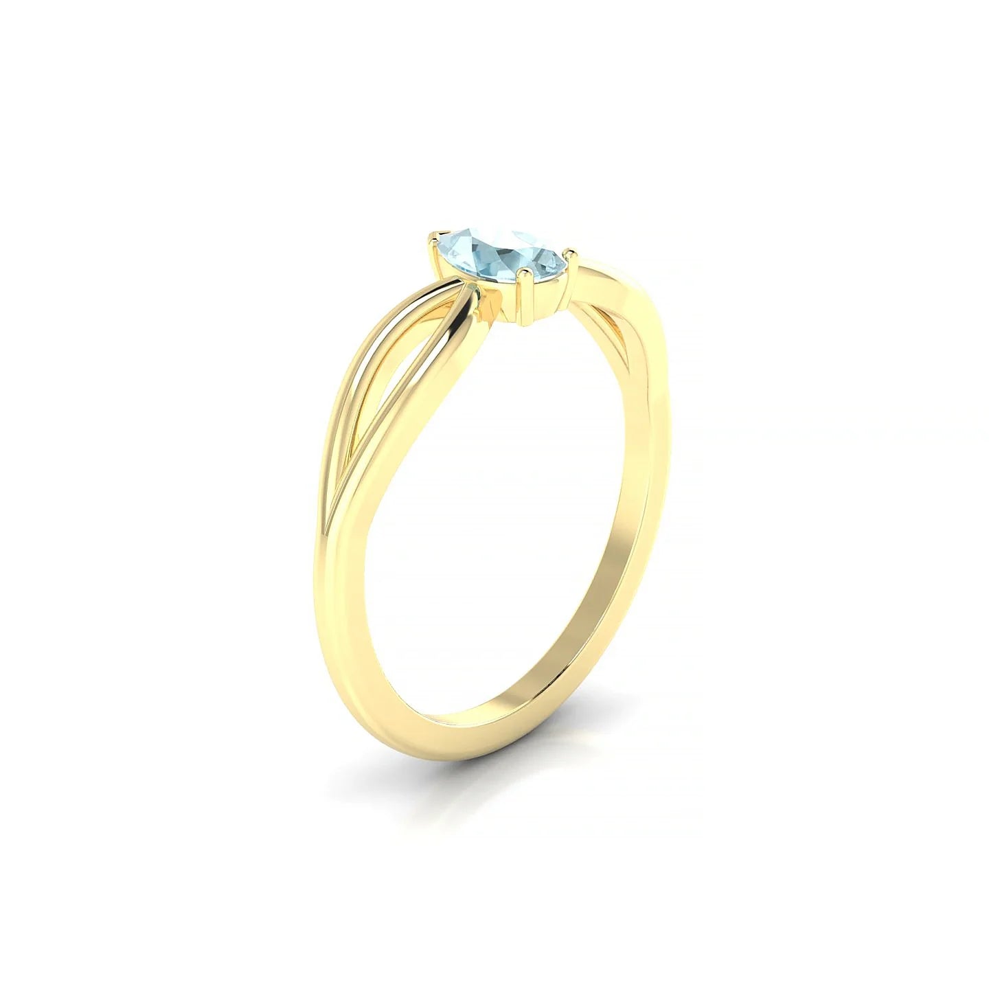 Interlude | 18k Yellow Gold 6 x 4 mm Pear Aquamarine Ring