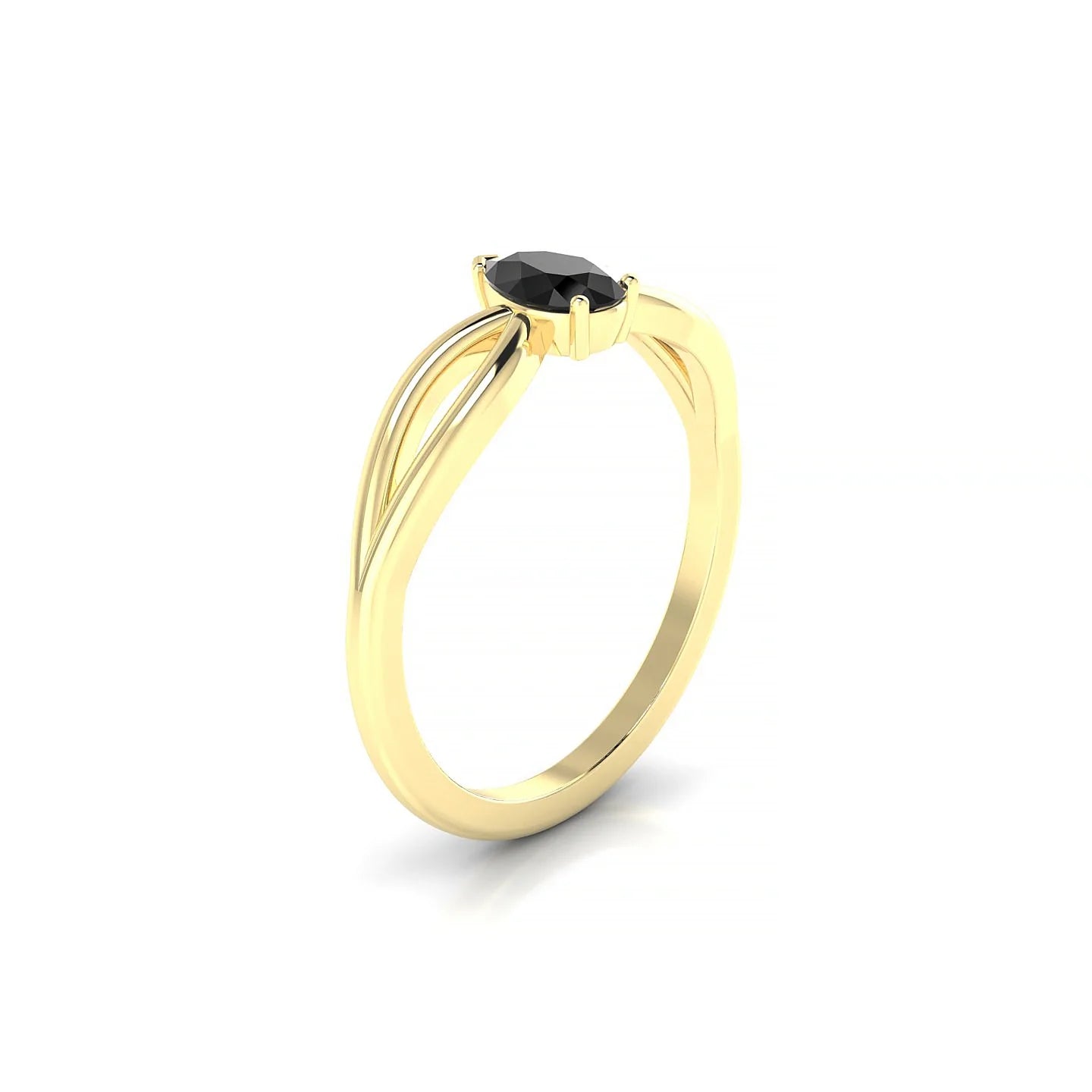 Interlude | 18k Yellow Gold 6 x 4 mm Pear Black Diamond Ring