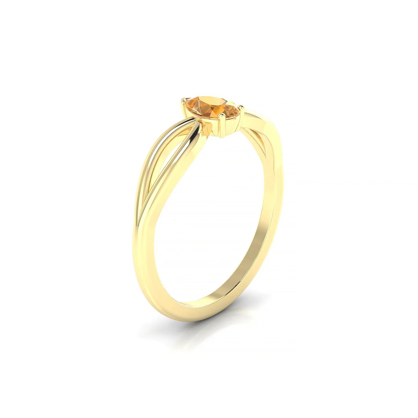 Interlude | 18k Yellow Gold 6 x 4 mm Pear Citrine Ring