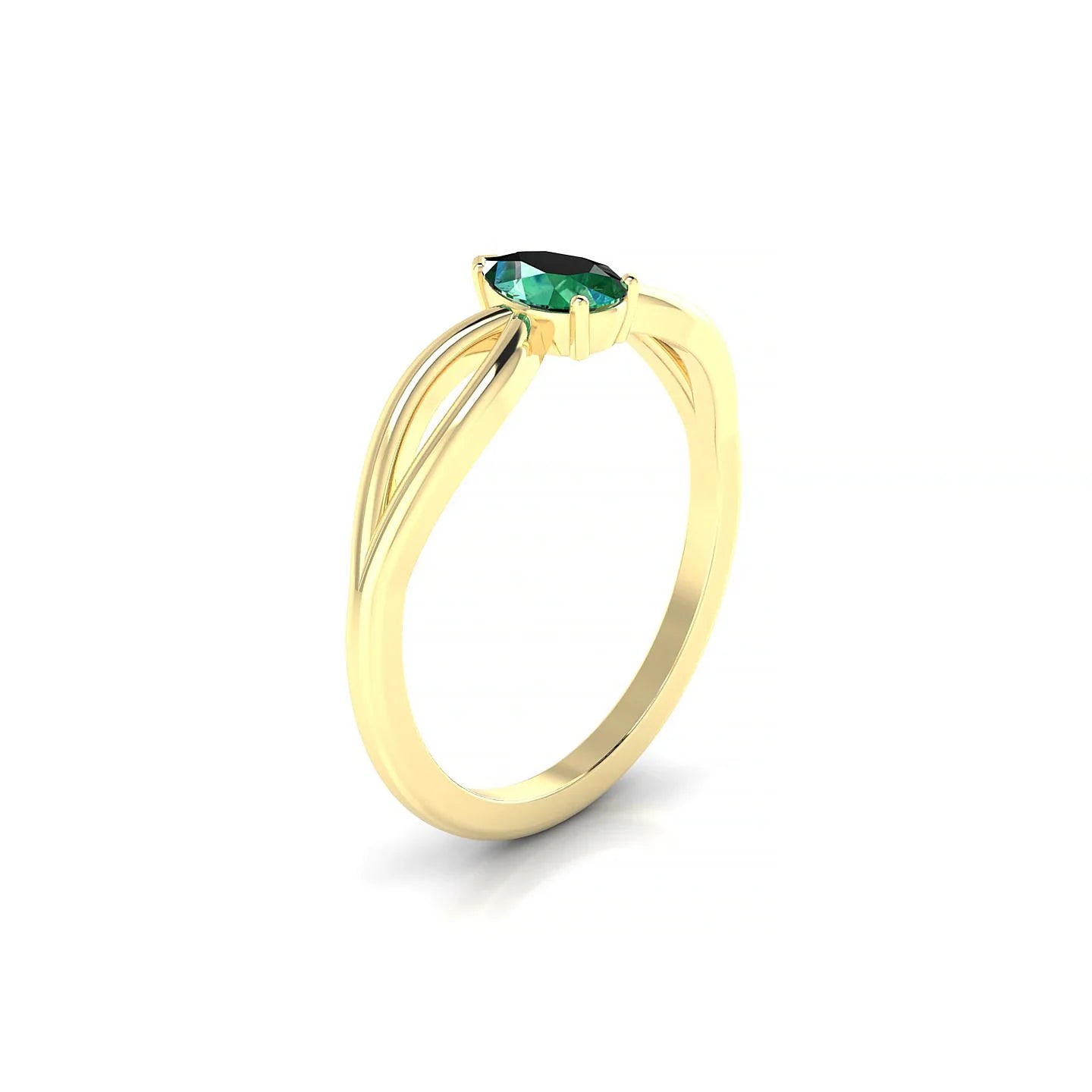 Interlude | 18k Yellow Gold 6 x 4 mm Pear Emerald Ring