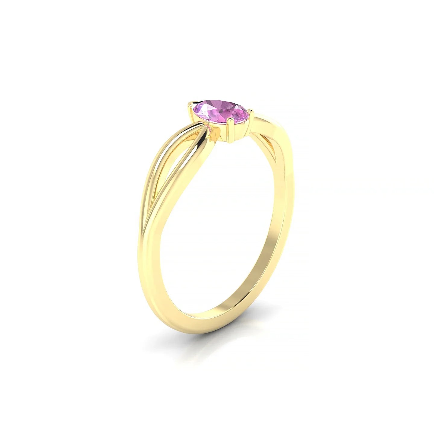 Interlude | 18k Yellow Gold 6 x 4 mm Pear Pink Sapphire Ring