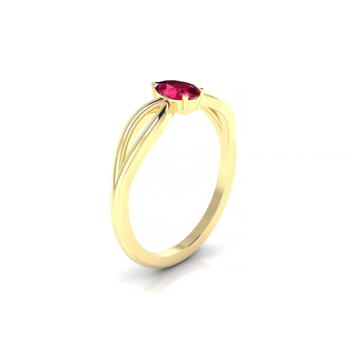 Interlude | 18k Yellow Gold 6 x 4 mm Pear Ruby Ring