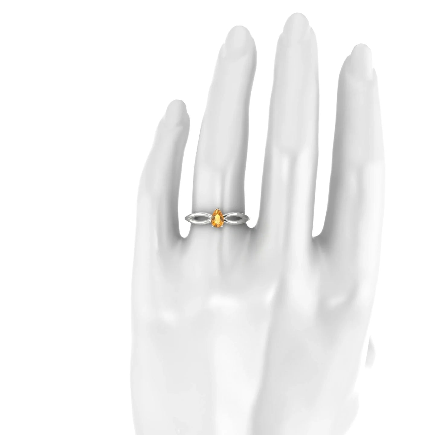 Interlude | 18k White Gold 6 x 4 mm Pear Citrine Ring