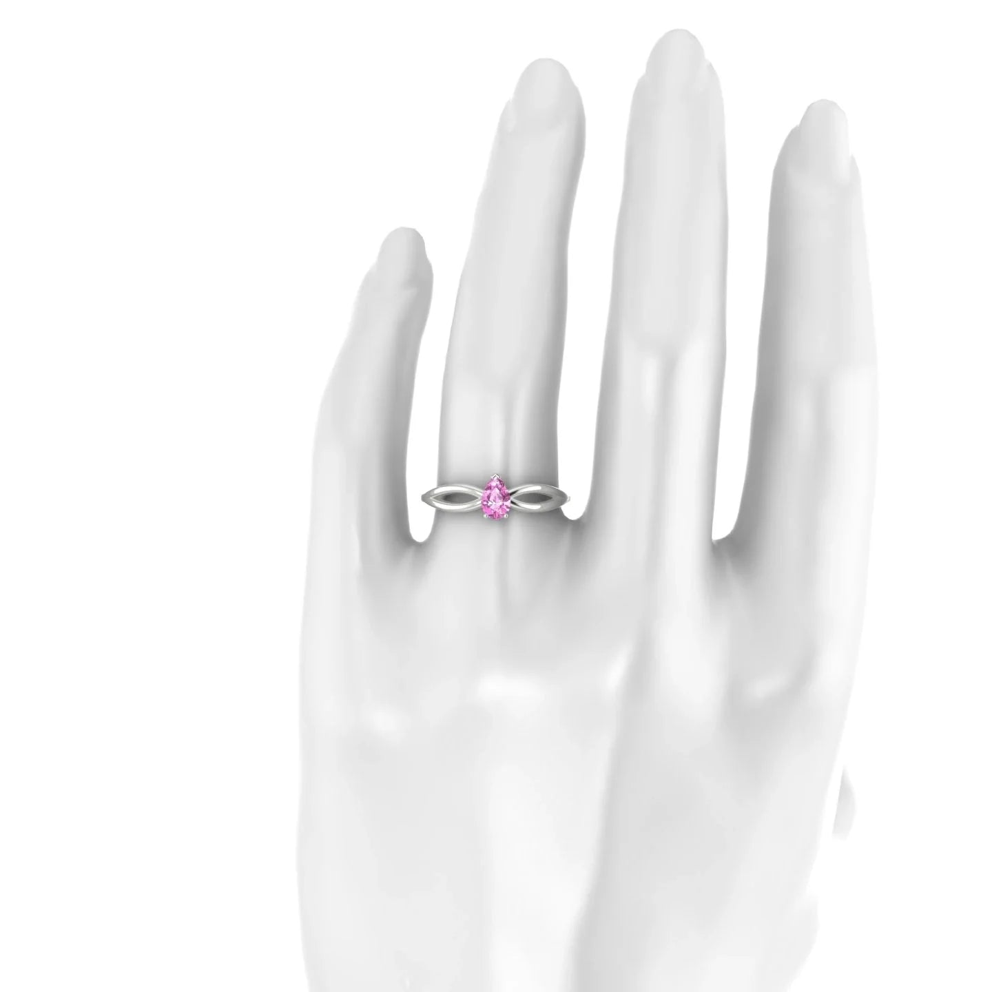 Interlude | 18k White Gold 6 x 4 mm Pear Pink Sapphire Ring